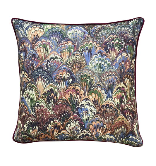 In Stock: House of Amitié Linen Cushion - Serpentine Summer & Ditzy Blue Daze