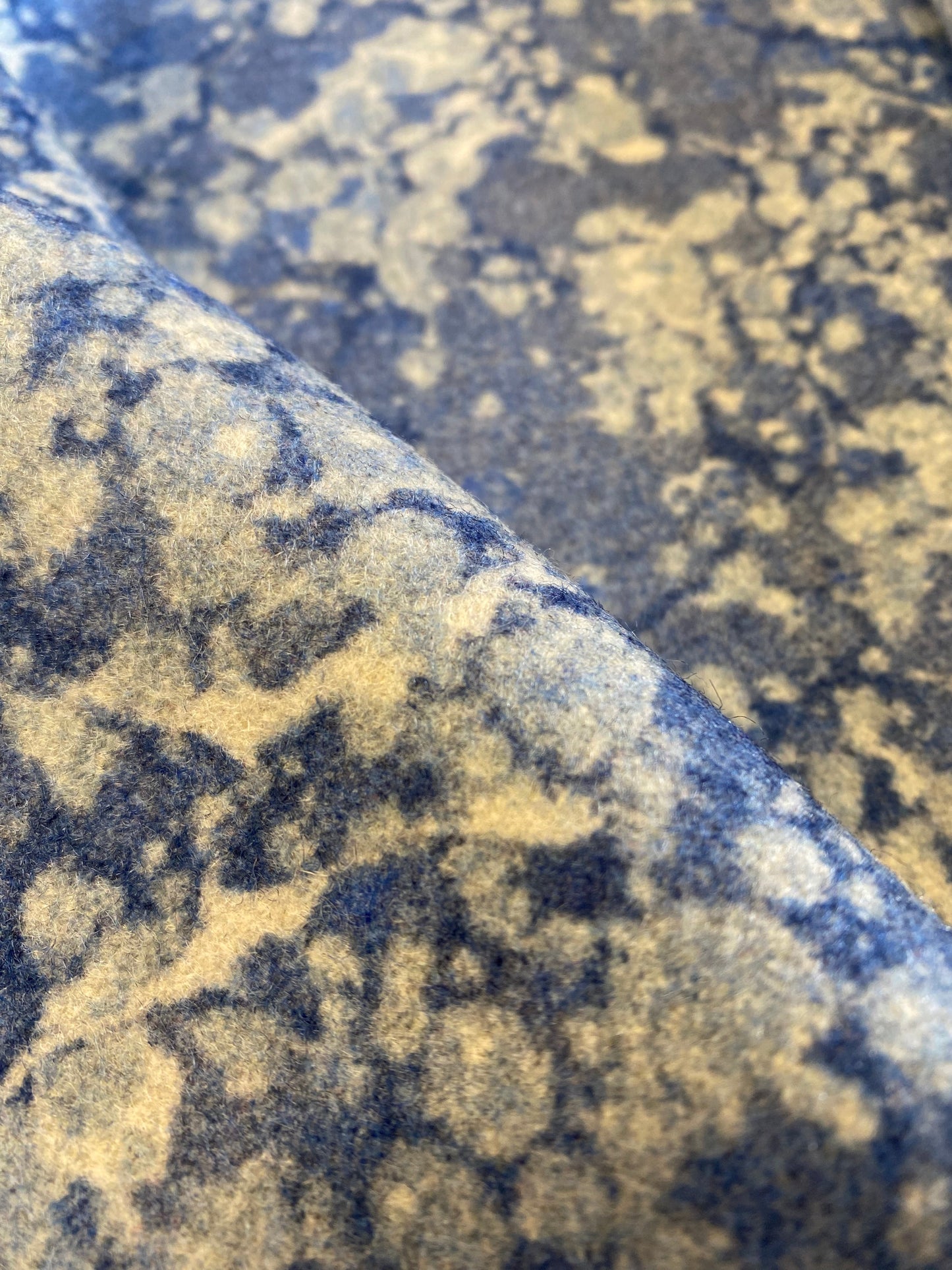 In Stock: Printed Marbled Wool Fabric - 'Ditzy' Col: Blue Daze - 100% Wool (1m x 1m)