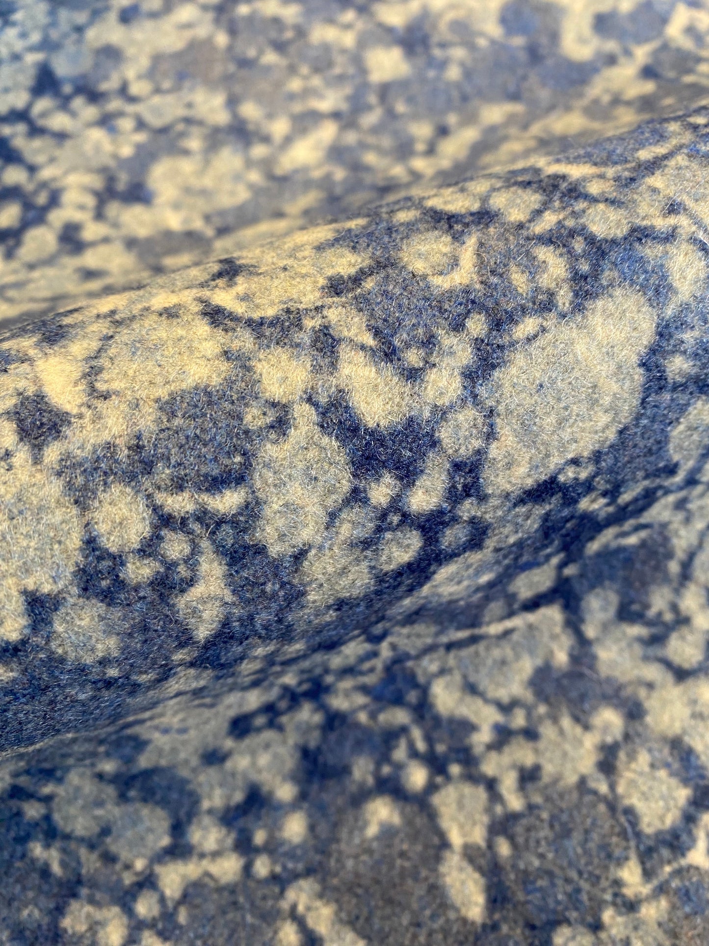 In Stock: Printed Marbled Wool Fabric - 'Ditzy' Col: Blue Daze - 100% Wool (1m x 1m)