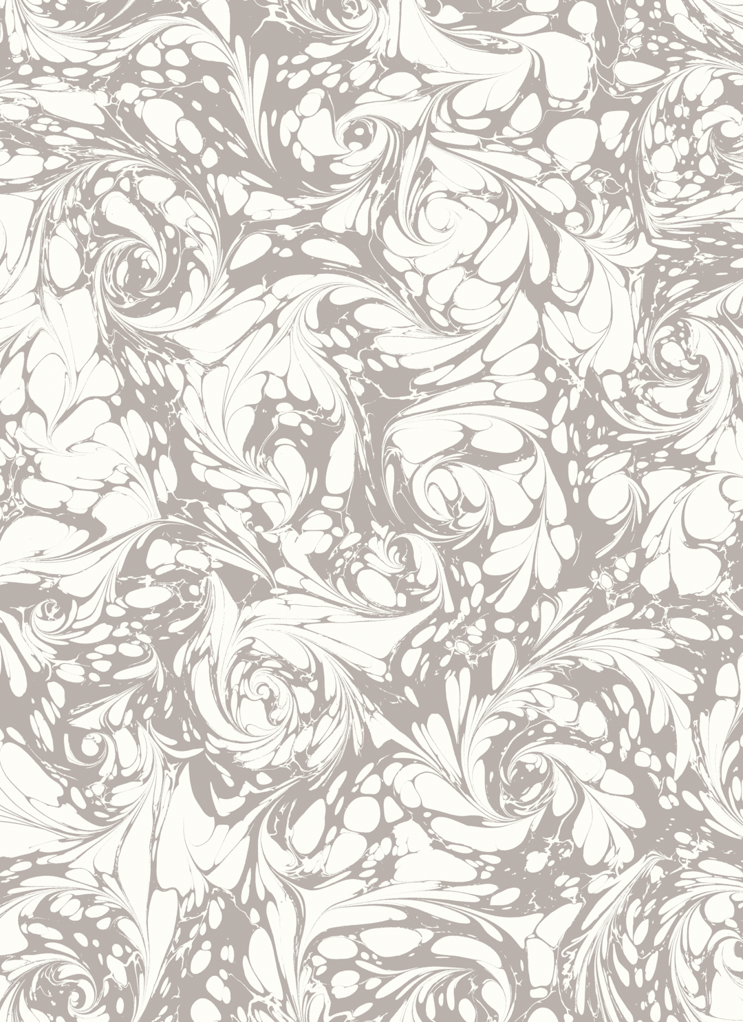 In Stock: Printed Wallpaper - 'Flourish' Col: Silver Ghost - Eco Non-Woven