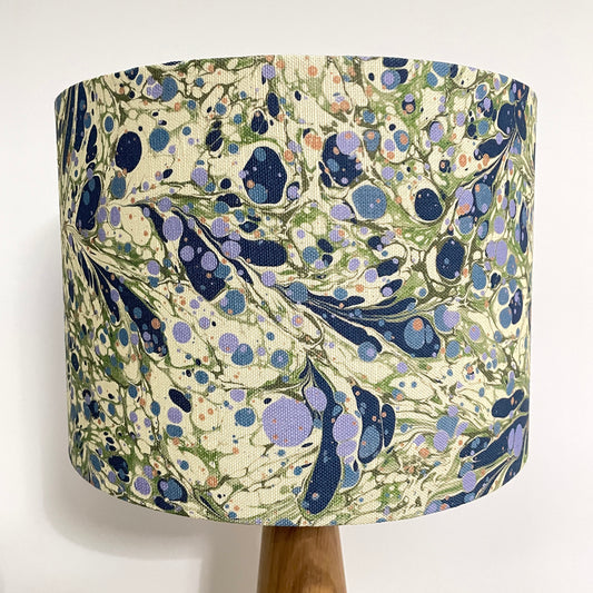 House of Amitié Marbled Lampshade - Linen - Juniper Blue Anise - Large