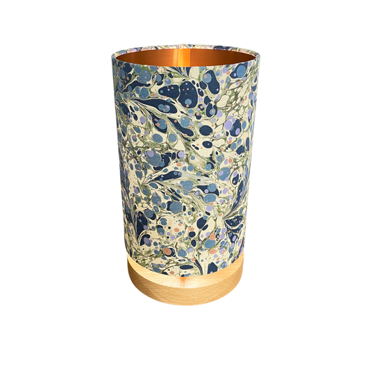 House of Amitié Marbled Lampshade - Linen - Juniper Blue Anise - Tall