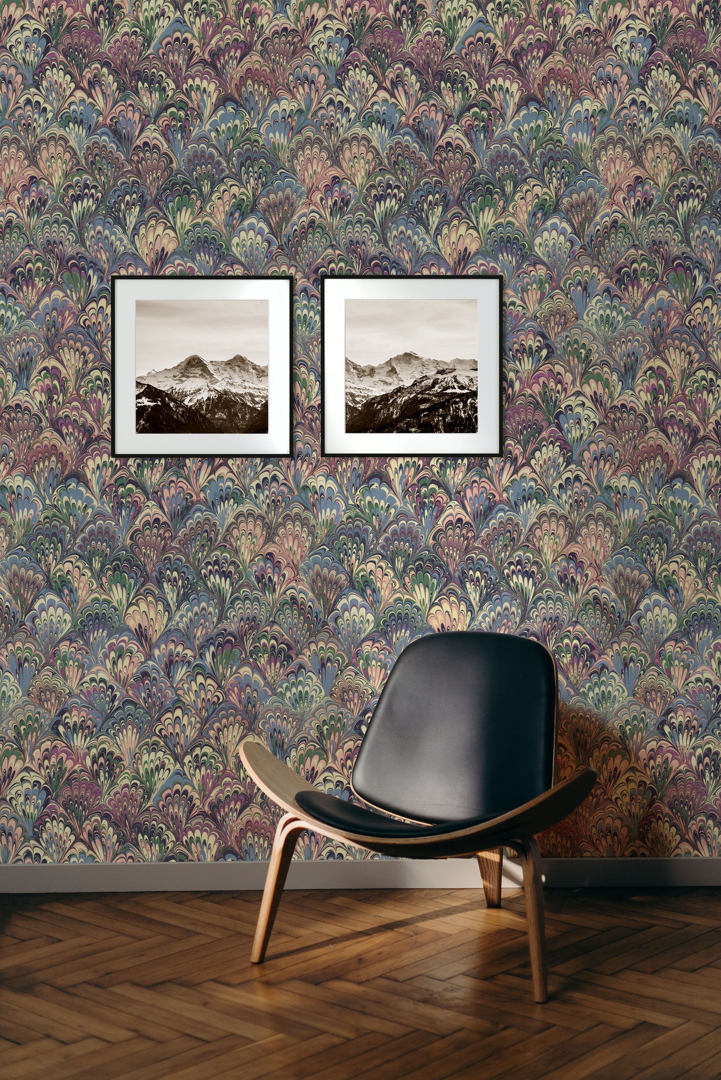 Marbled Wallpaper - 'Serpentine' Col: Summer- Mica Coated Non-Woven