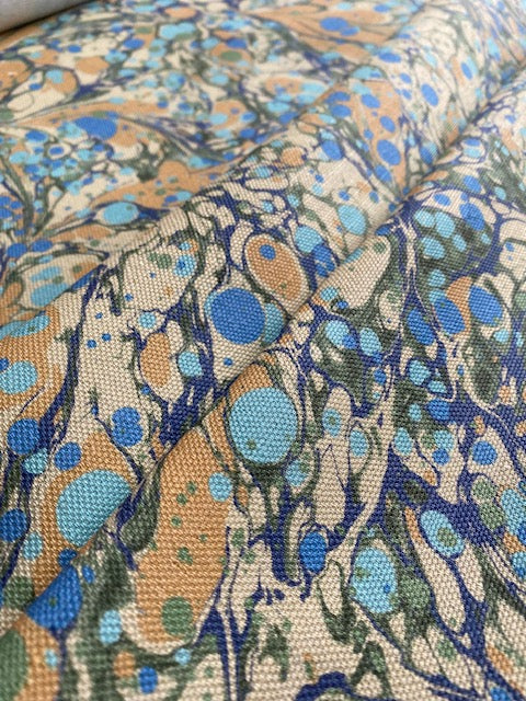 Marbled Fabric - 'Juniper' Col: Neptune- Linen / Cotton Union