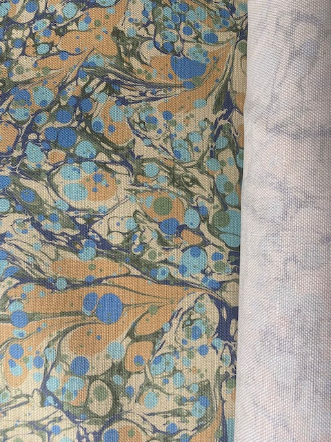 Marbled Fabric - 'Juniper' Col: Neptune- Linen / Cotton Union