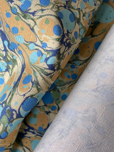 Marbled Fabric - 'Juniper' Col: Neptune- Linen / Cotton Union