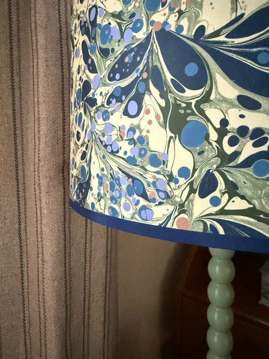 Marbled Lampshade - Juniper Blue Anise - Drum (Large)