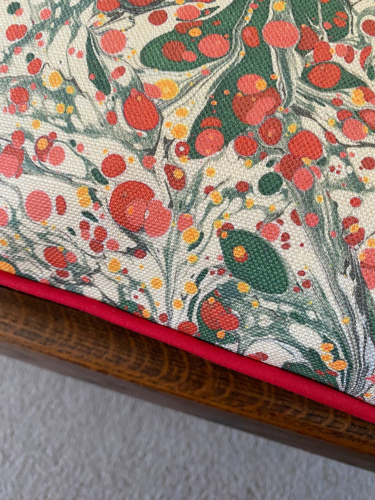 In Stock: Linen Marbled Cushion - Juniper Jewel