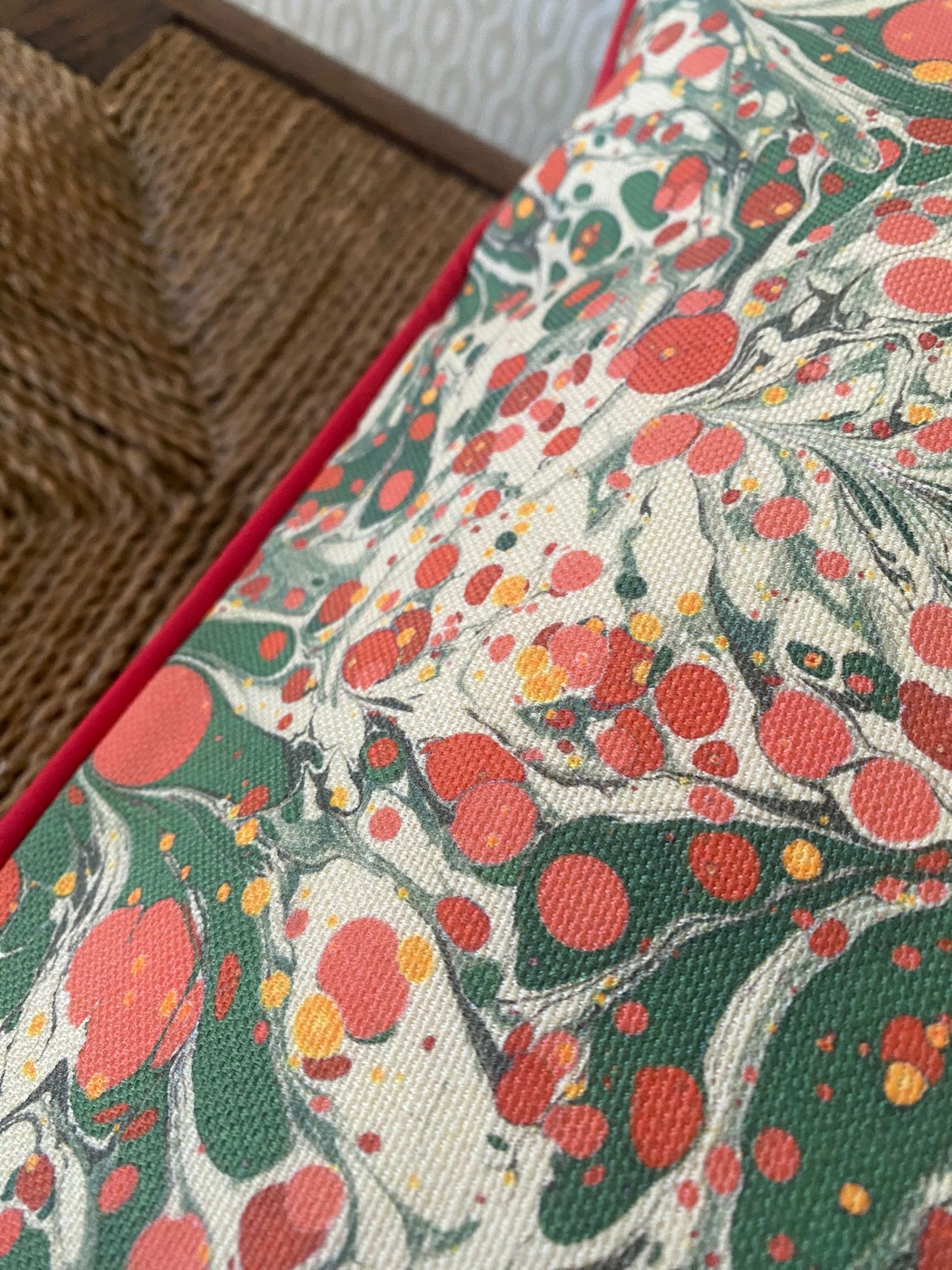 In Stock: Linen Marbled Cushion - Juniper Jewel