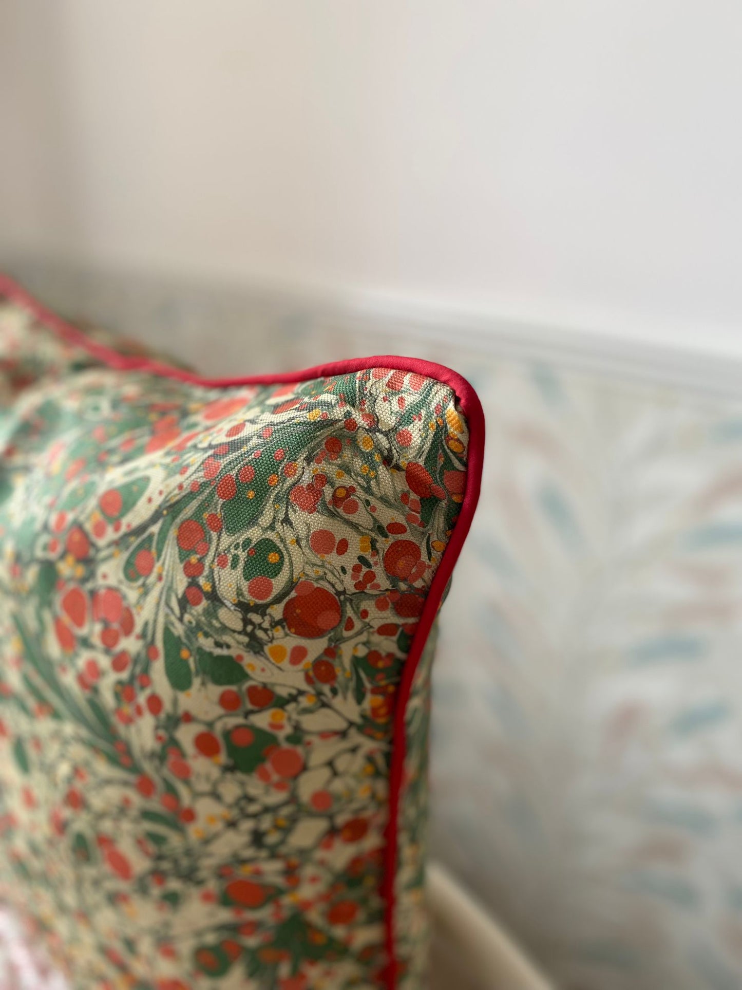 In Stock: Linen Marbled Cushion - Juniper Jewel