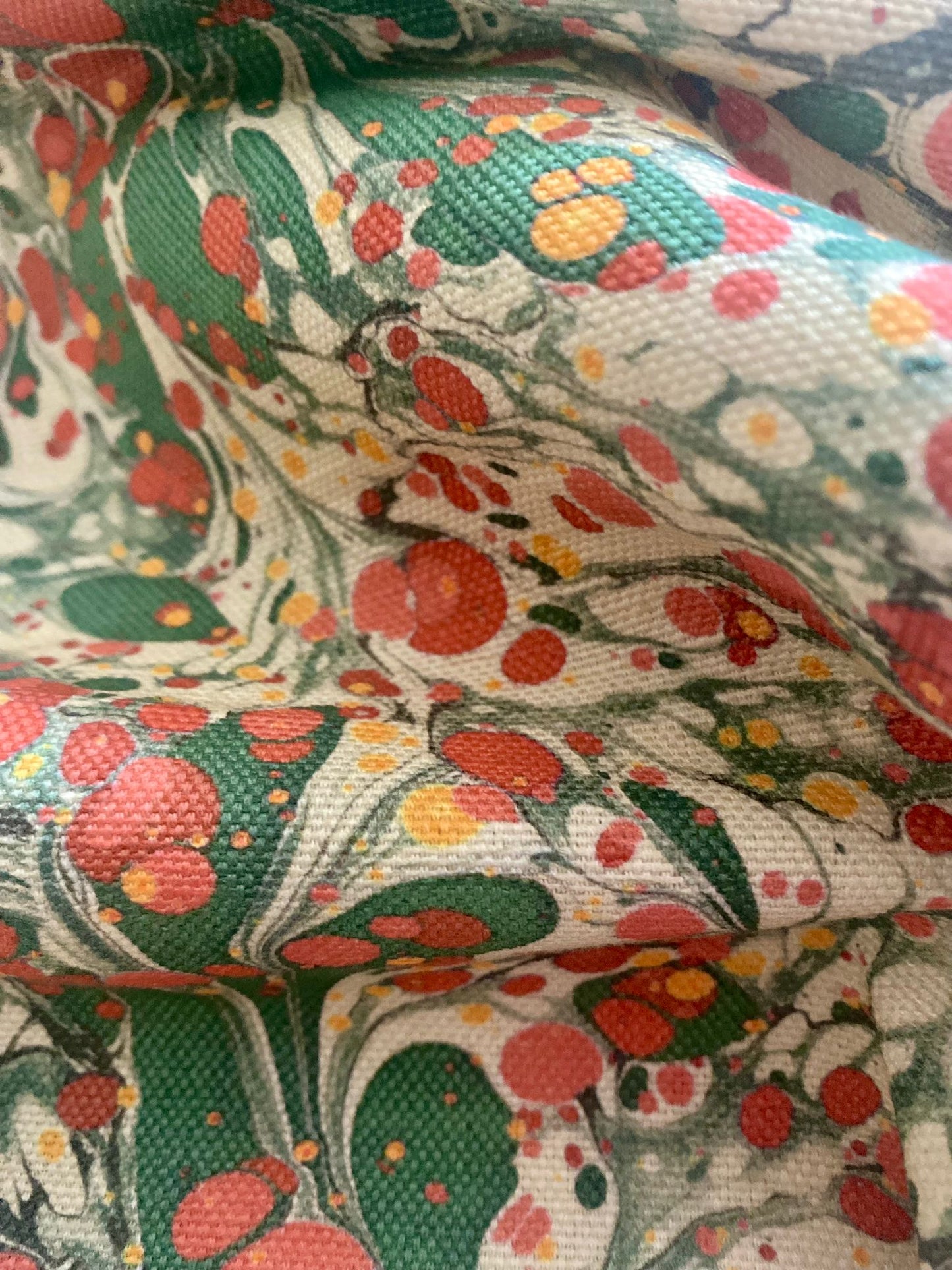 Marbled Fabric - 'Juniper' Col: Jewel - Linen / Cotton Union