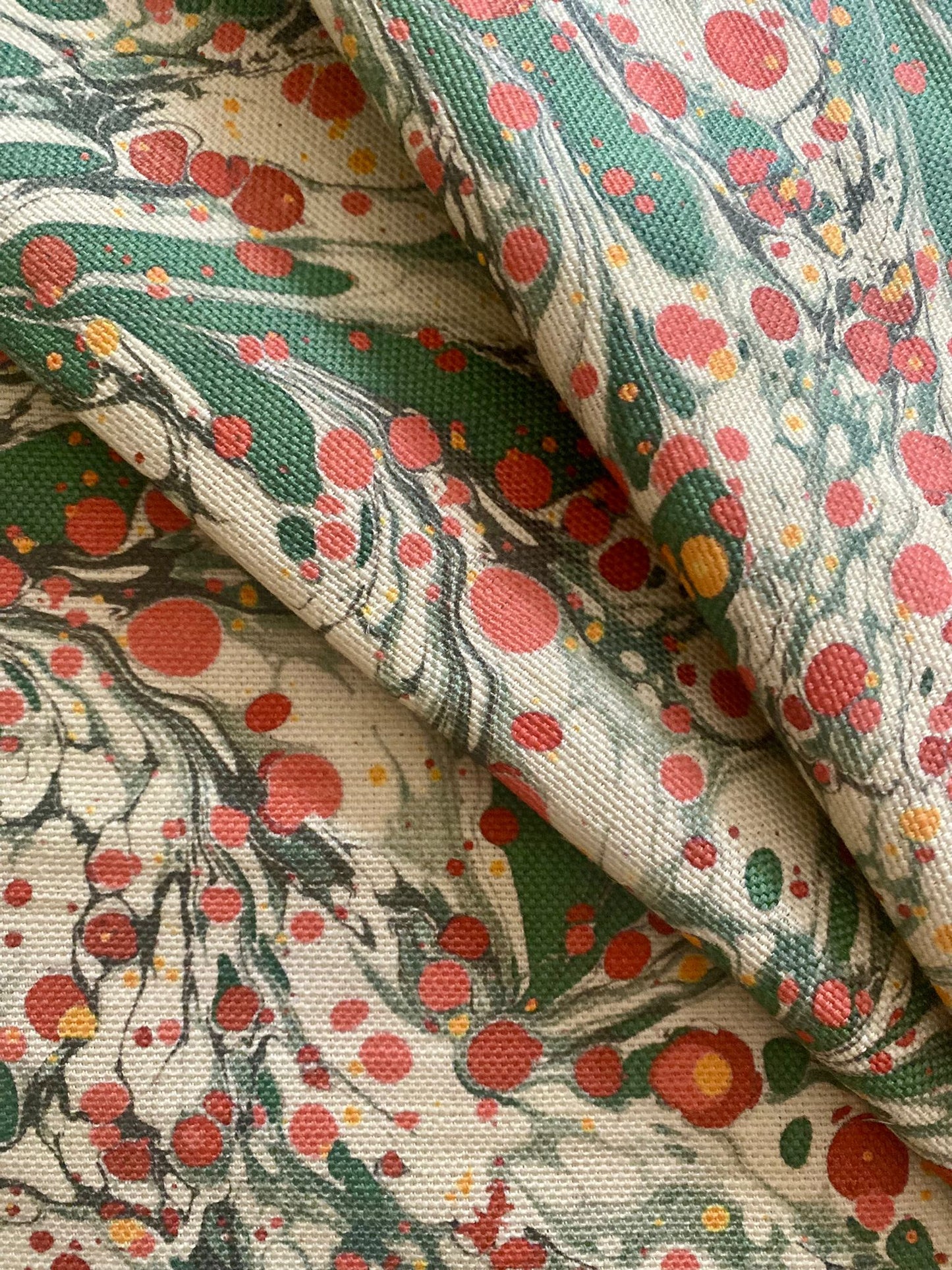 Marbled Fabric - 'Juniper' Col: Jewel - Linen / Cotton Union