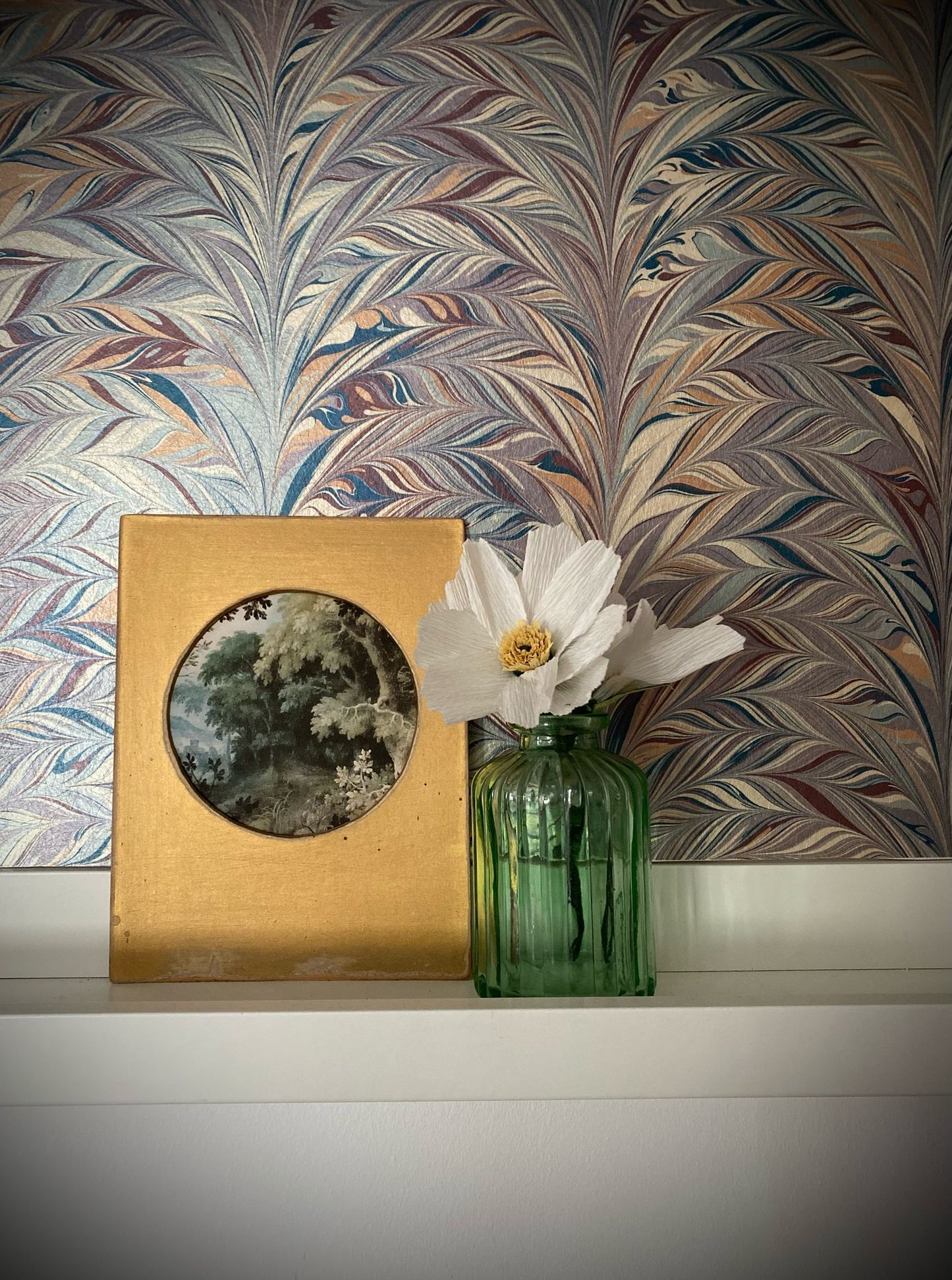 Marbled Wallpaper - 'Foxtail' Col: Woodstock - Mica Coated Non-Woven