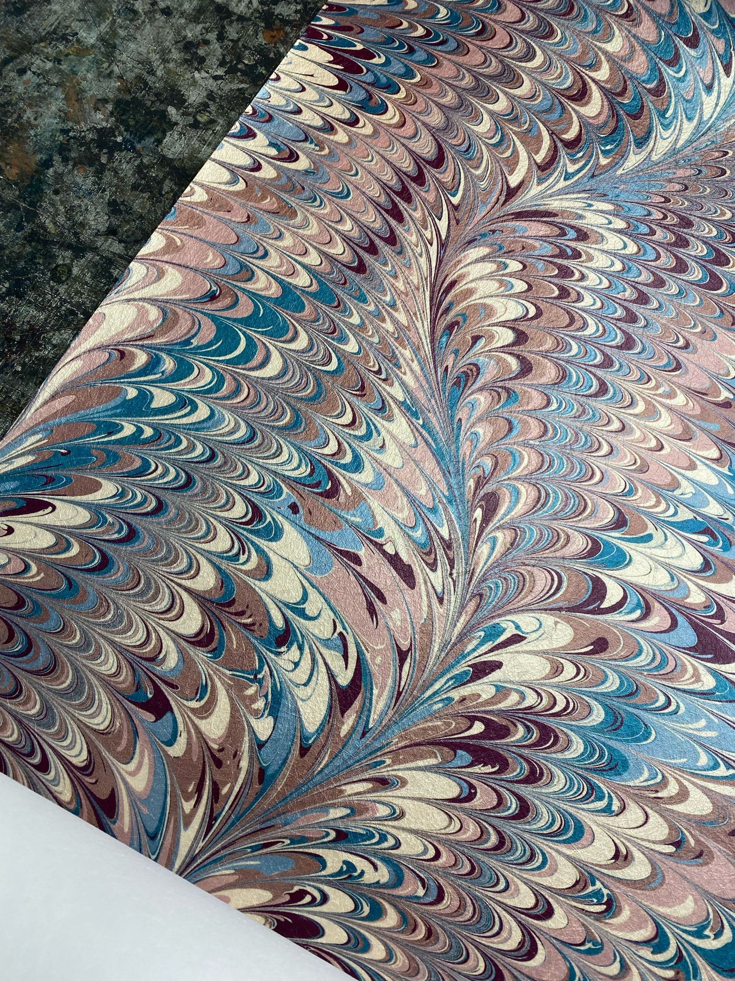 Marbled Wallpaper - 'Pirouette' Col: Berry Imperial - Mica Coated Non-Woven