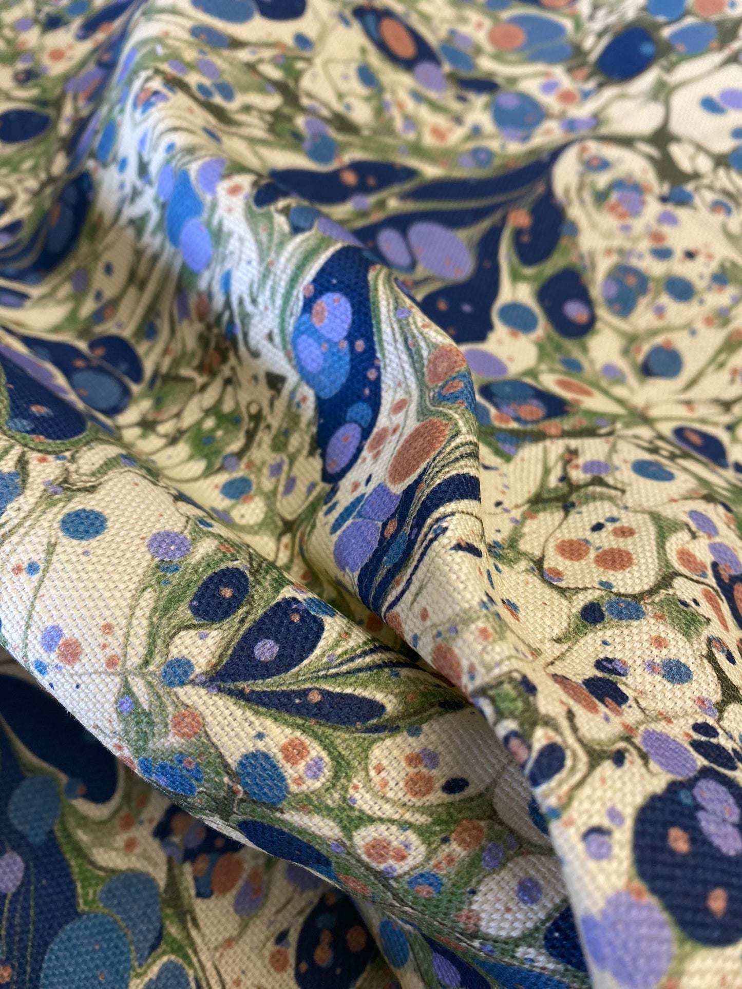 Marbled Fabric - 'Juniper' Col: Blue Anise - Linen / Cotton Union