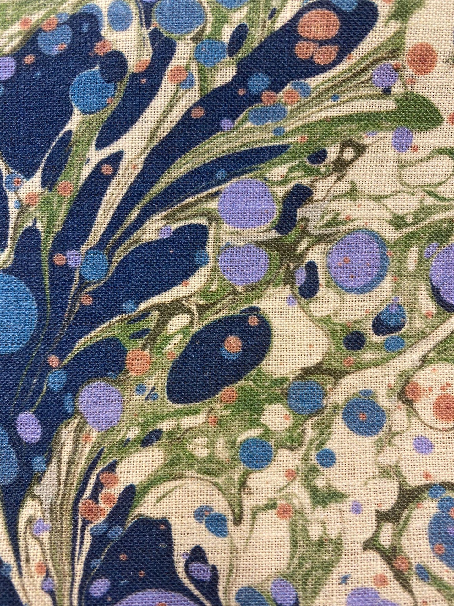 Marbled Fabric - 'Juniper' Col: Blue Anise - 100% Fine Linen