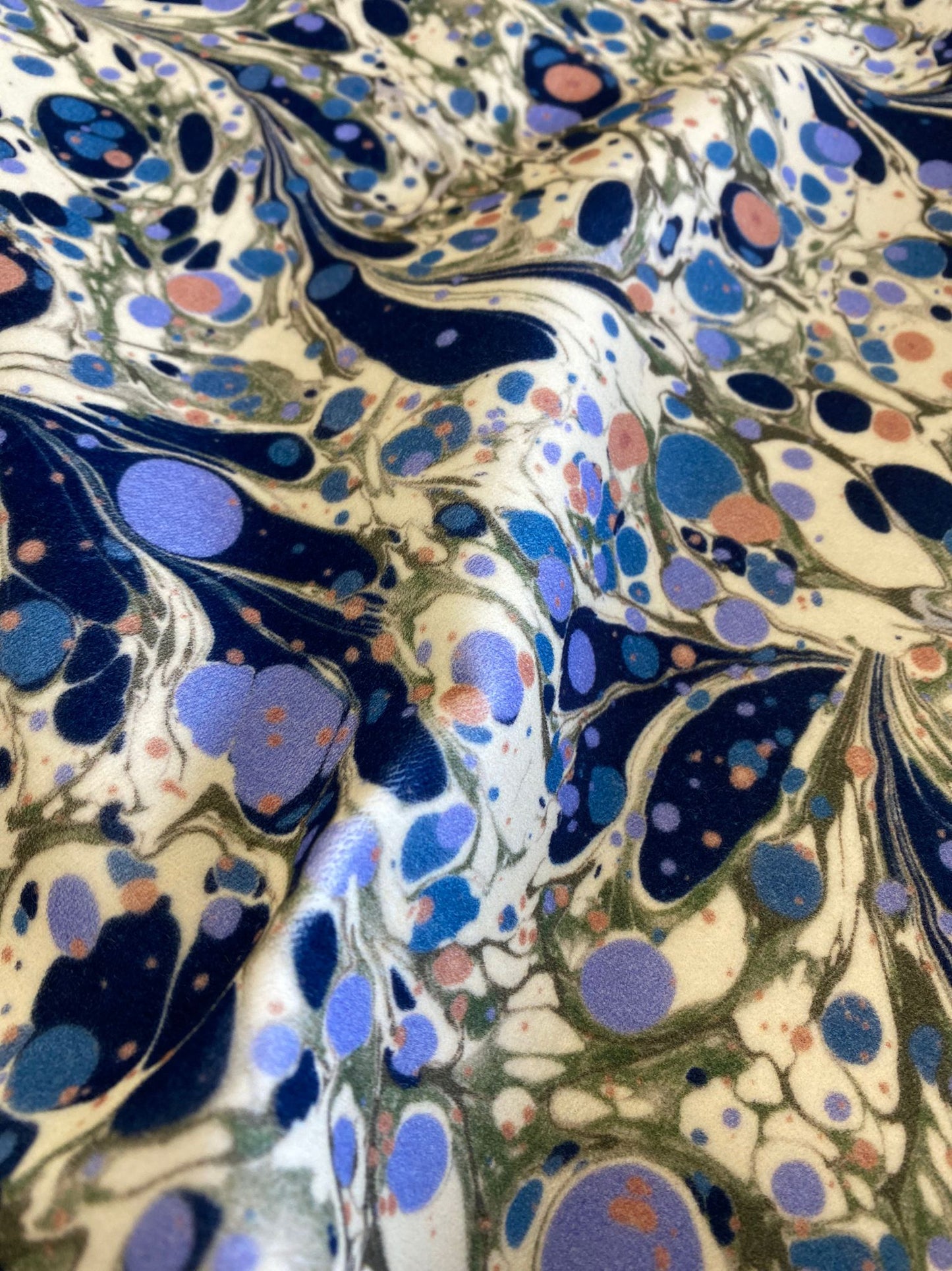 Marbled Fabric - 'Juniper' Col: Blue Anise - Cotton Velvet