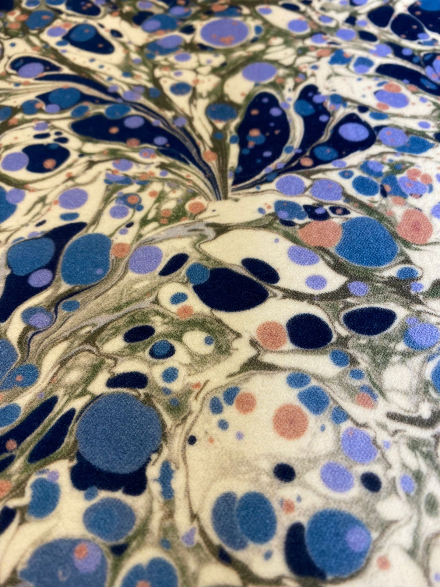 Marbled Fabric - 'Juniper' Col: Blue Anise - Cotton Velvet