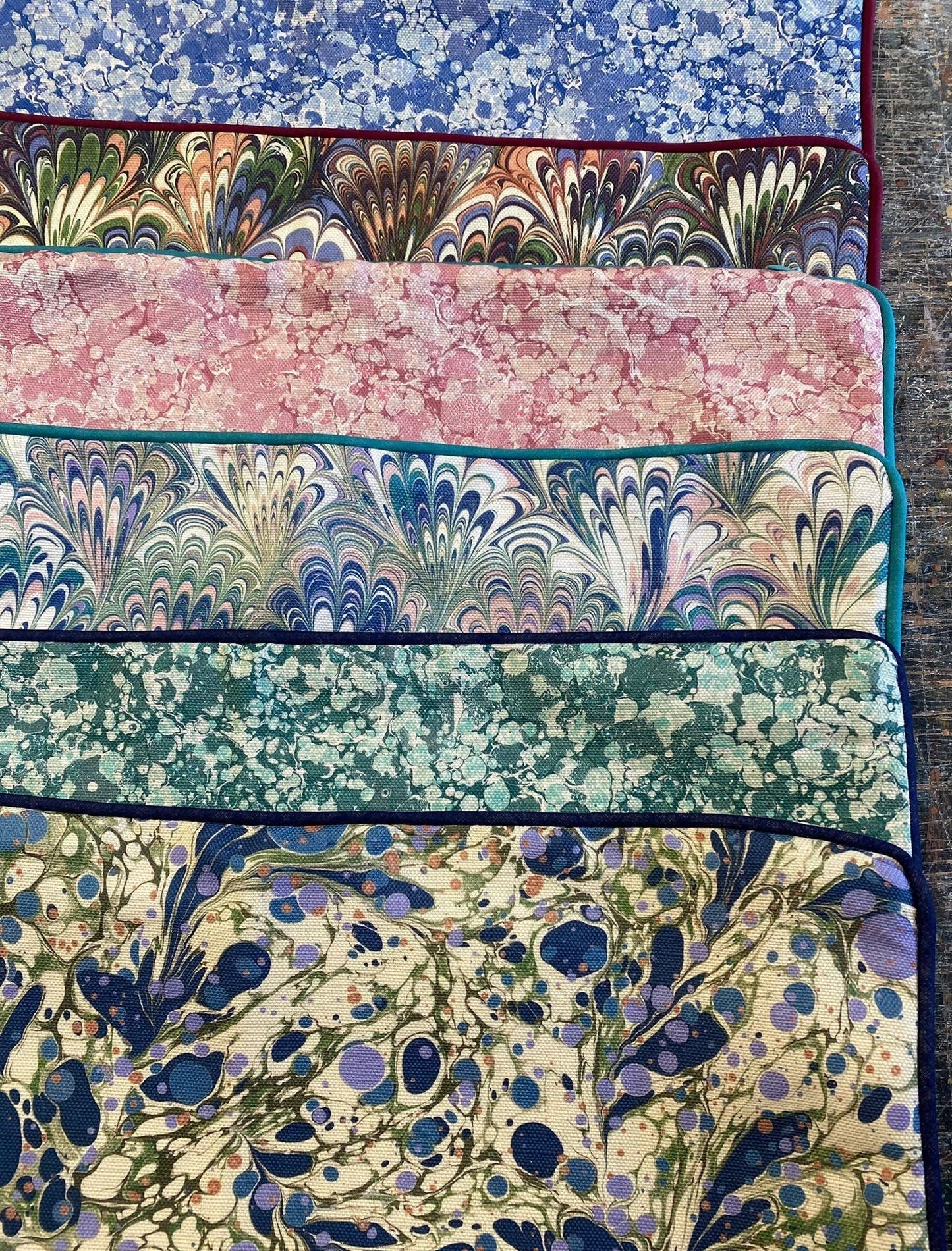 In Stock: House of Amitié Linen Cushion Cover - Serpentine Summer & Ditzy Blue Daze