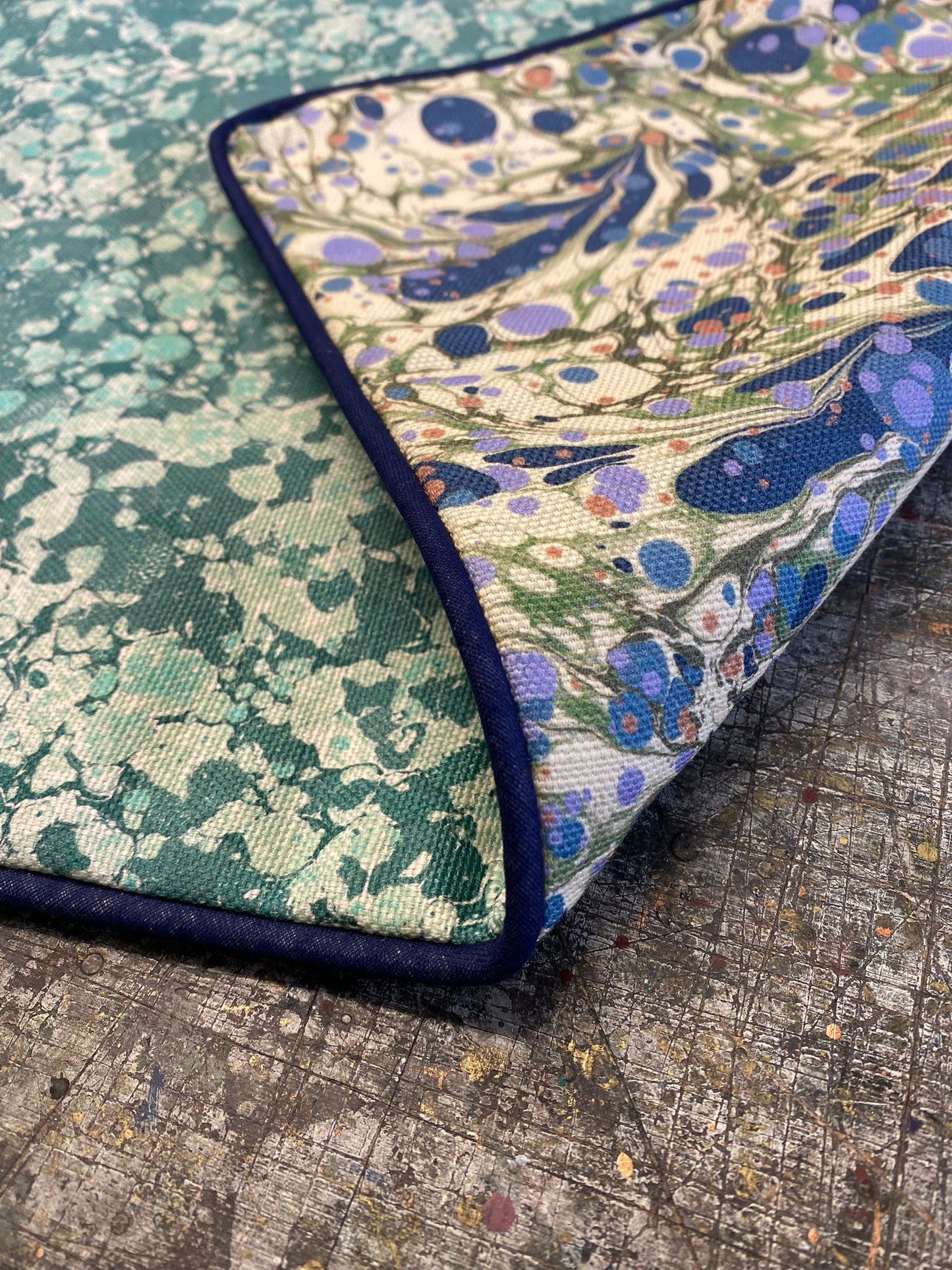 House of Amitié Linen Cushion - Juniper Blue Anise & Ditzy Aloma - House of Amitiéproduct_type#CUS - 002