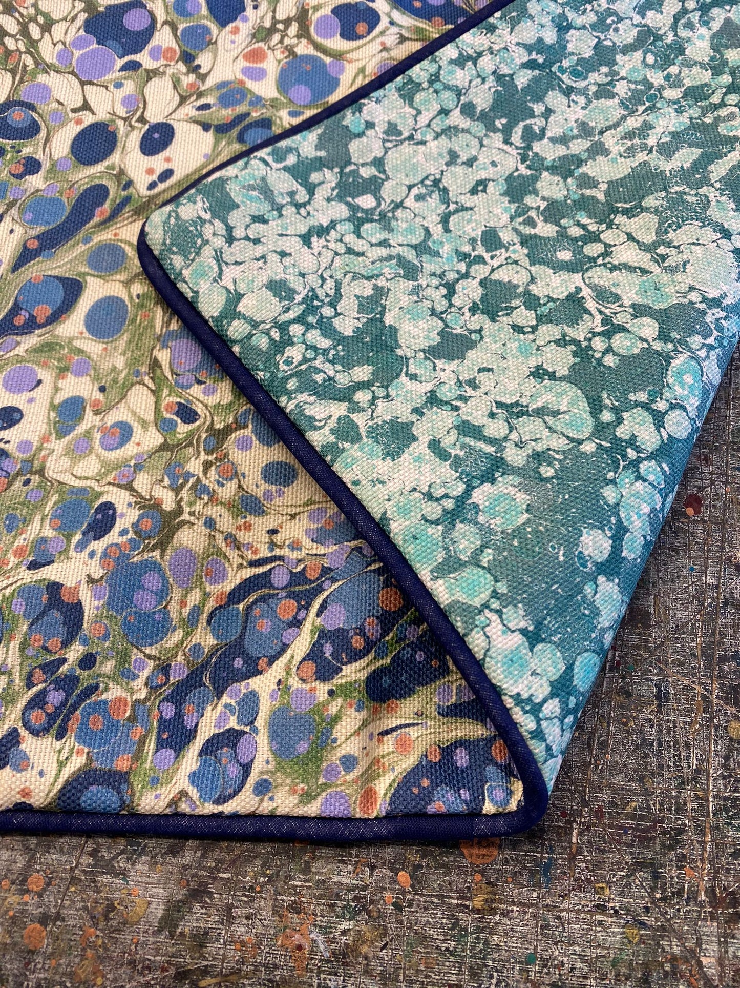 House of Amitié Linen Cushion - Juniper Blue Anise & Ditzy Aloma - House of Amitiéproduct_type#CUS - 002