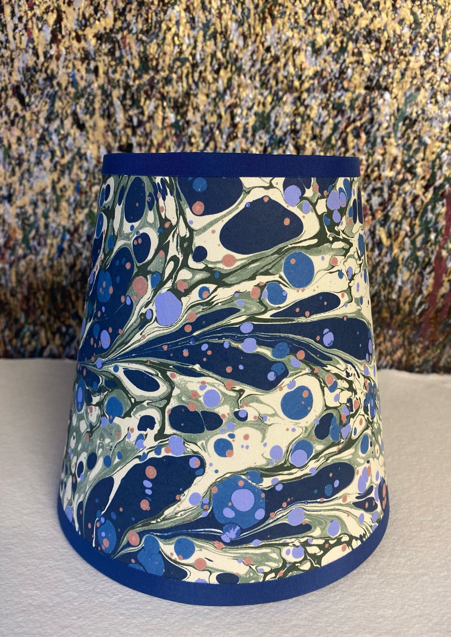 House of Amitié Marbled Paper Lampshade - Juniper Blue Anise - Empire - Size Small - House of Amitiéproduct_type#LAM - WP - 001 - LBF