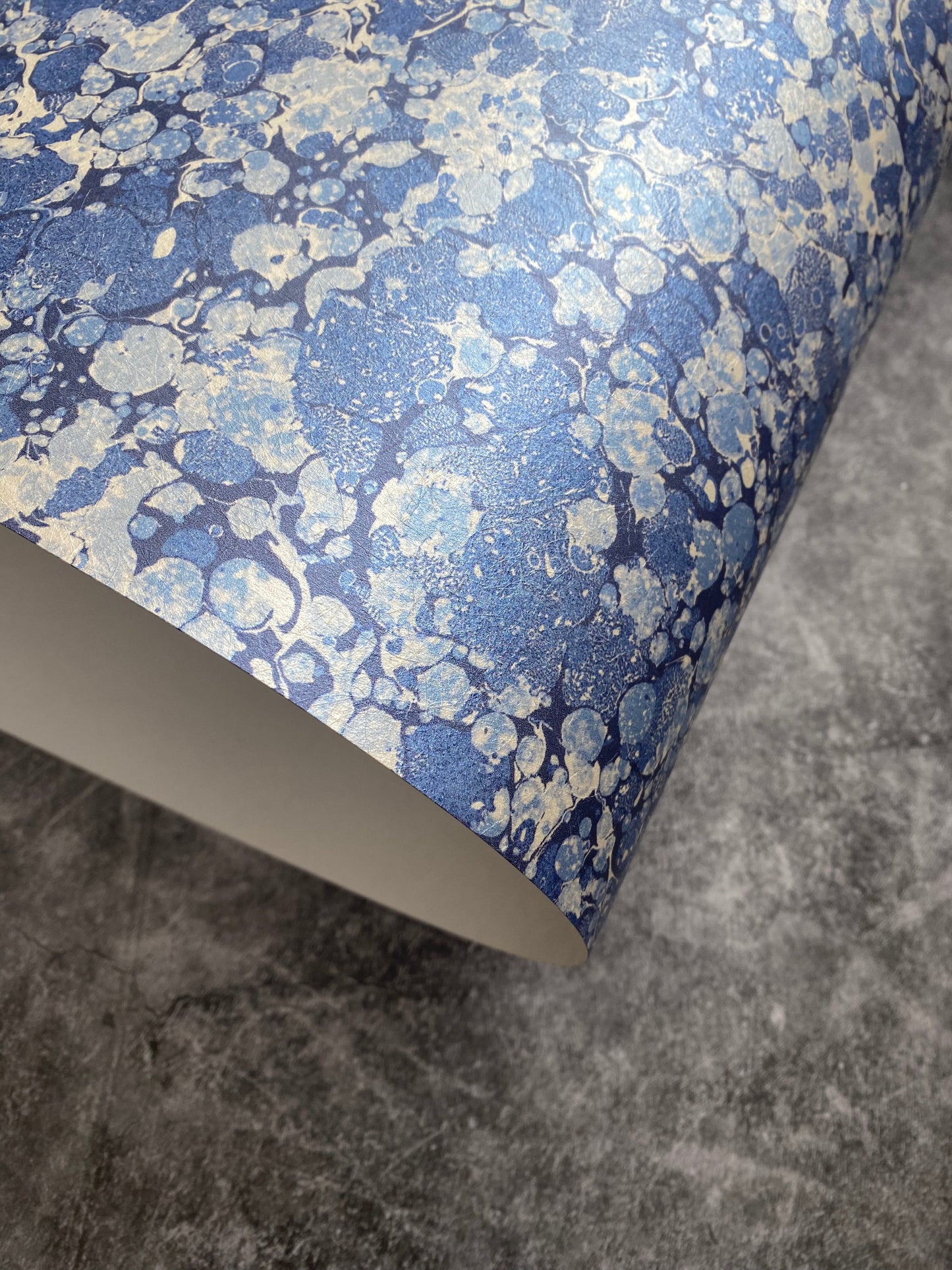 In Stock: Printed Wallpaper - 'Ditzy' Col: Blue Daze - Mica Coated Non-Woven