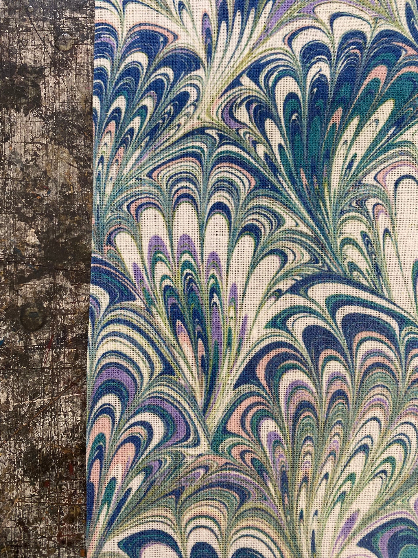 Marbled Fabric - 'Serpentine' Col: Spring - 100% Fine Linen