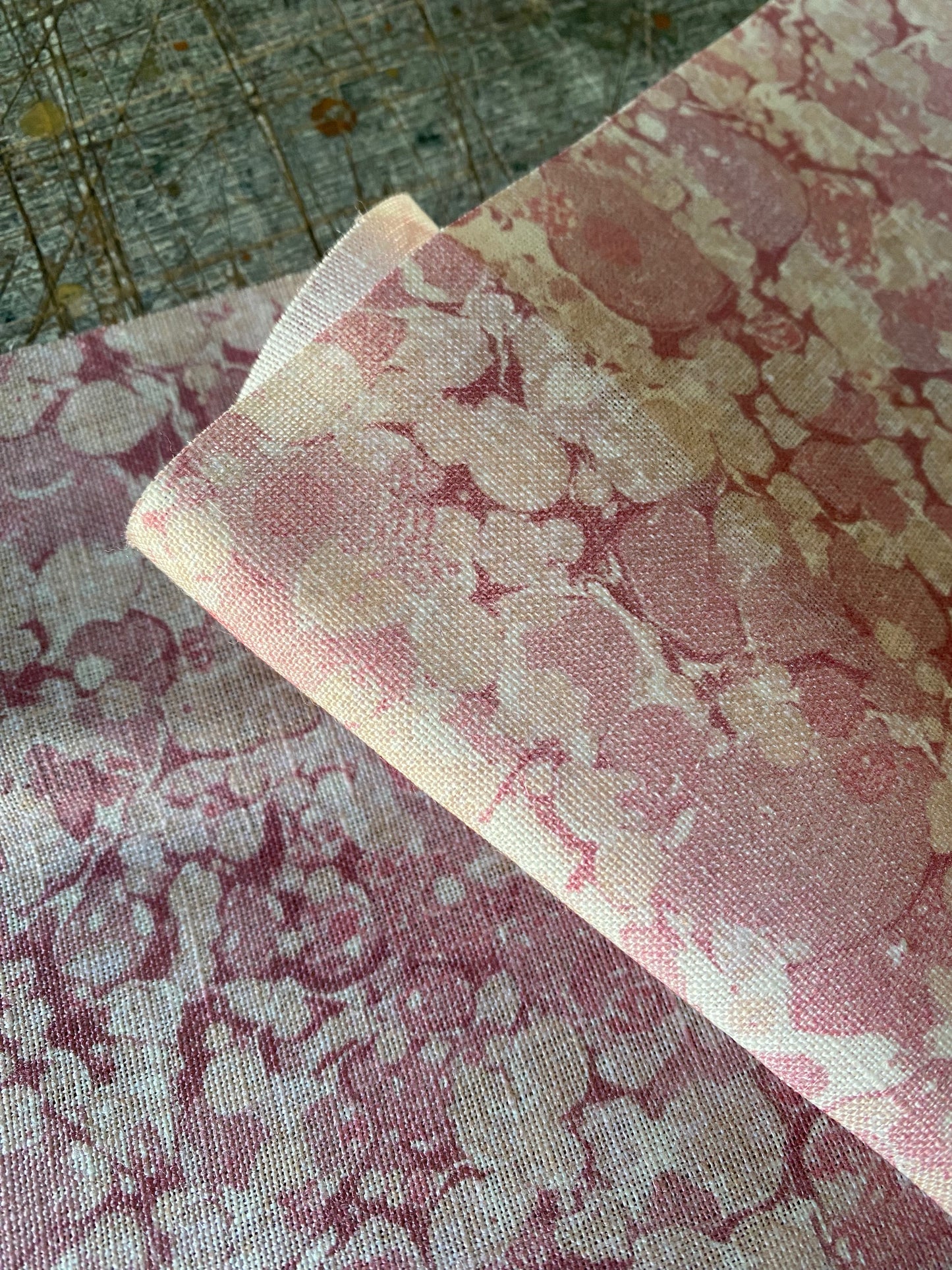 Marbled Fabric - 'Ditzy' Col: Eglantine - 100% Fine Linen