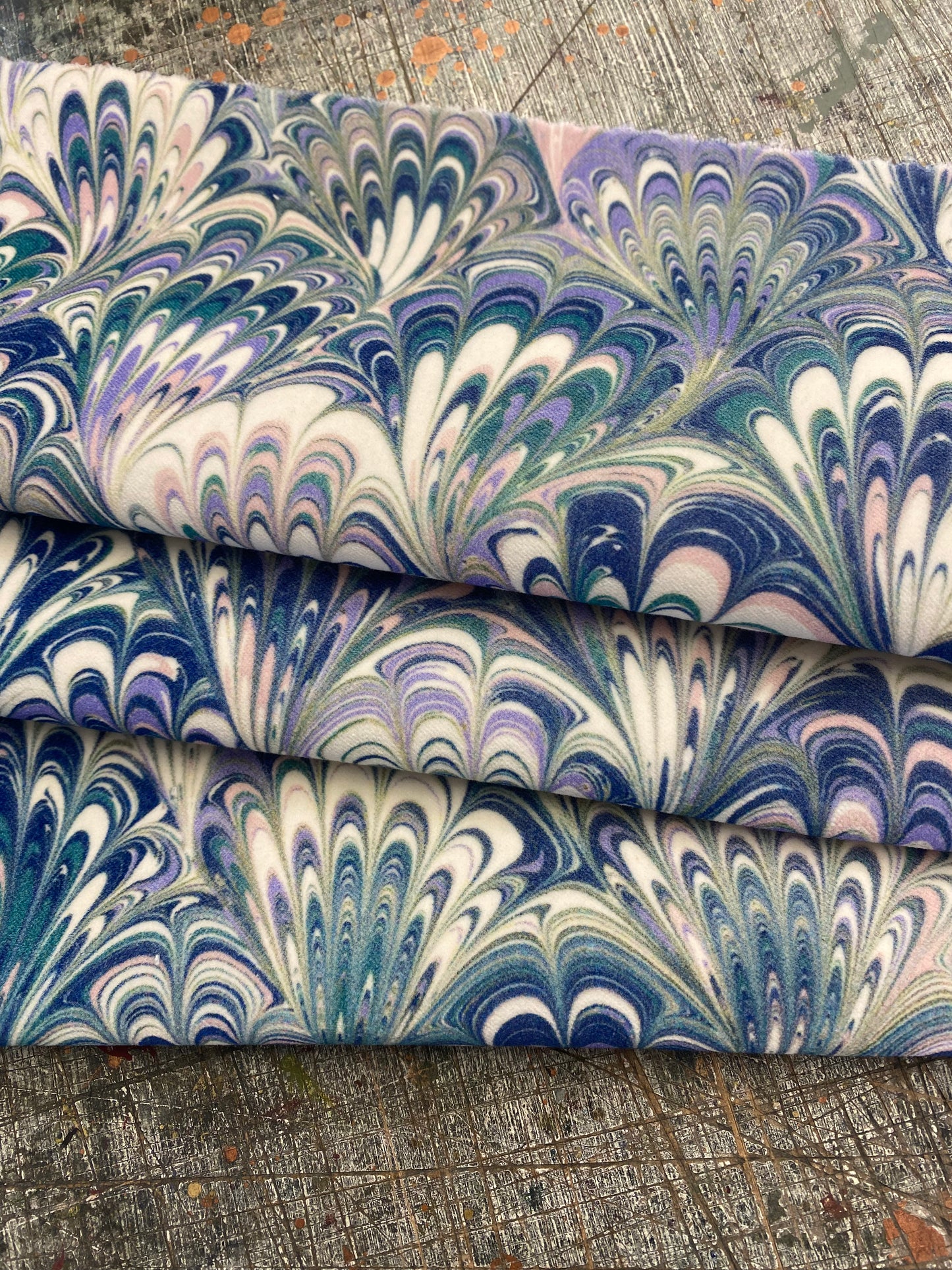 Marbled Fabric - 'Serpentine' Col: Spring - Cotton Velvet