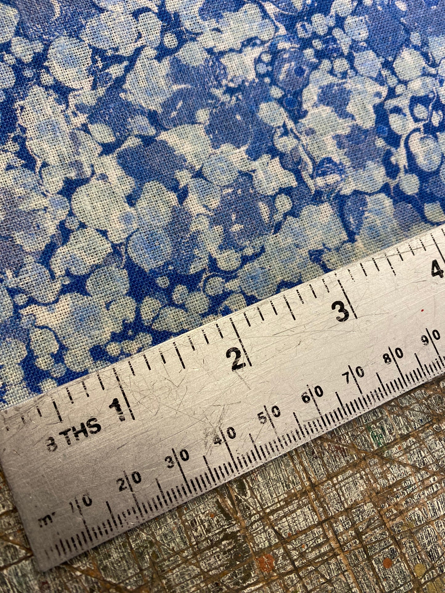 Marbled Fabric - 'Ditzy' Col: Blue Daze - 100% Fine Linen