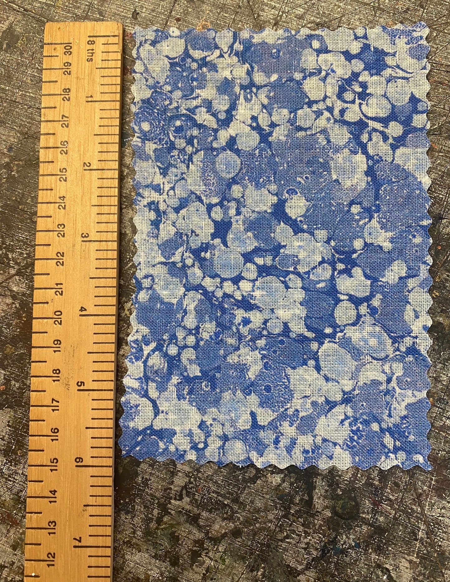 Marbled Fabric - 'Ditzy' Col: Blue Daze - 100% Fine Linen