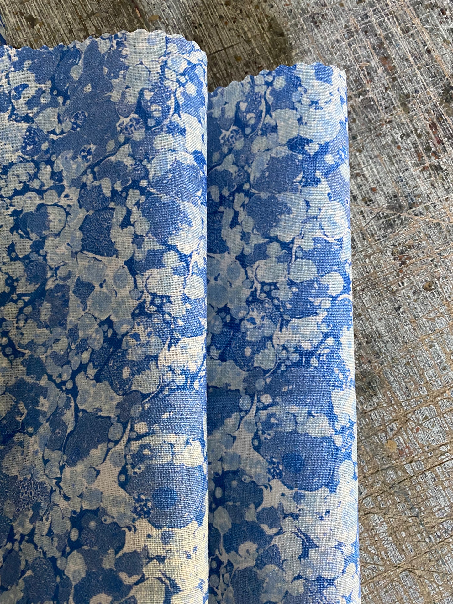Marbled Fabric - 'Ditzy' Col: Blue Daze - 100% Fine Linen