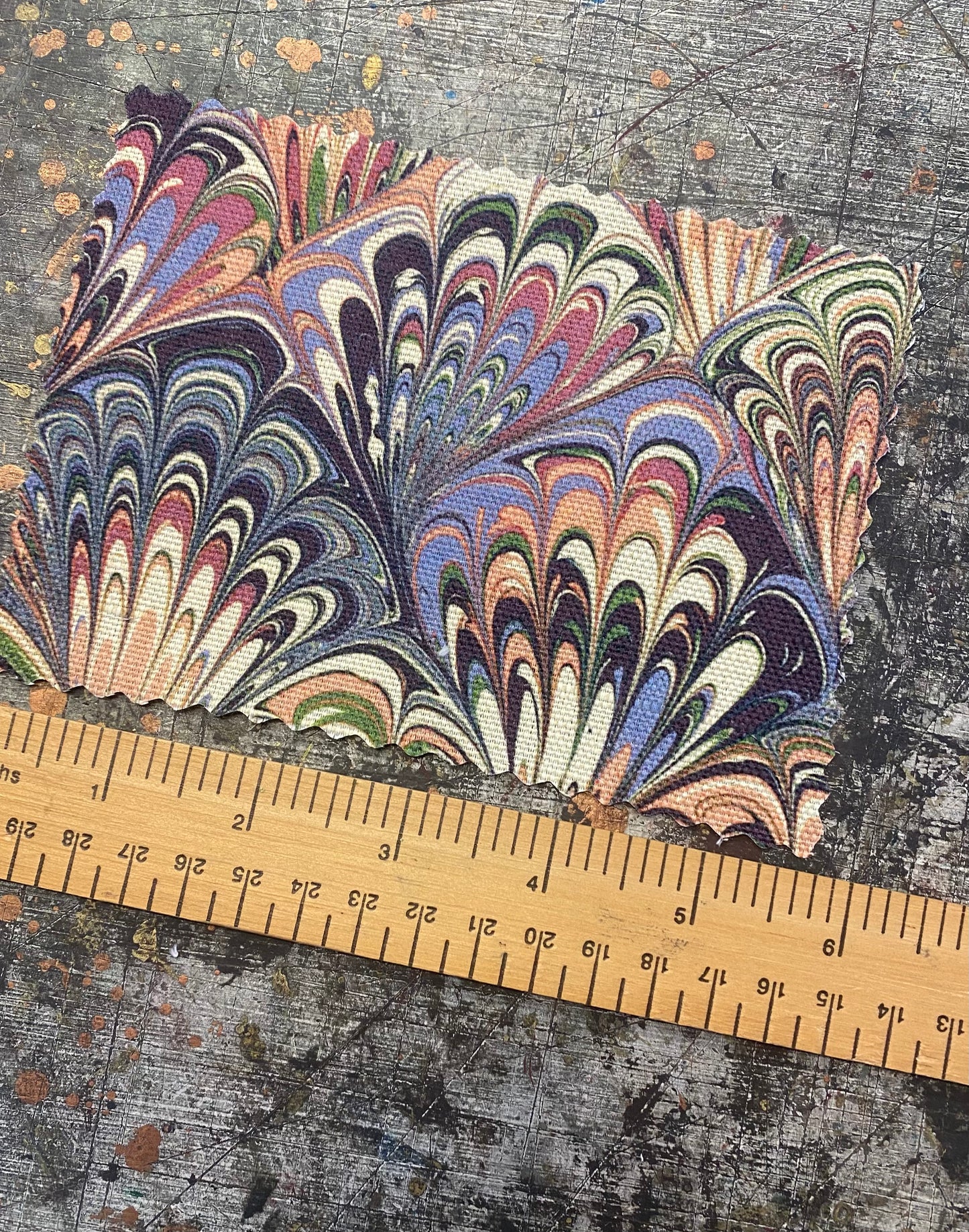 Marbled Fabric - 'Serpentine' Col: Summer - Linen / Cotton Union