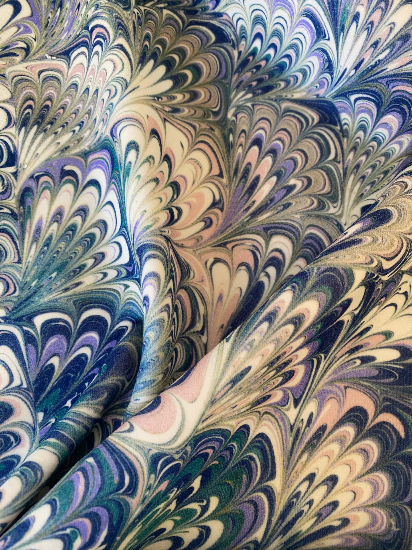 Marbled Fabric - 'Serpentine' Col: Spring - Cotton Velvet