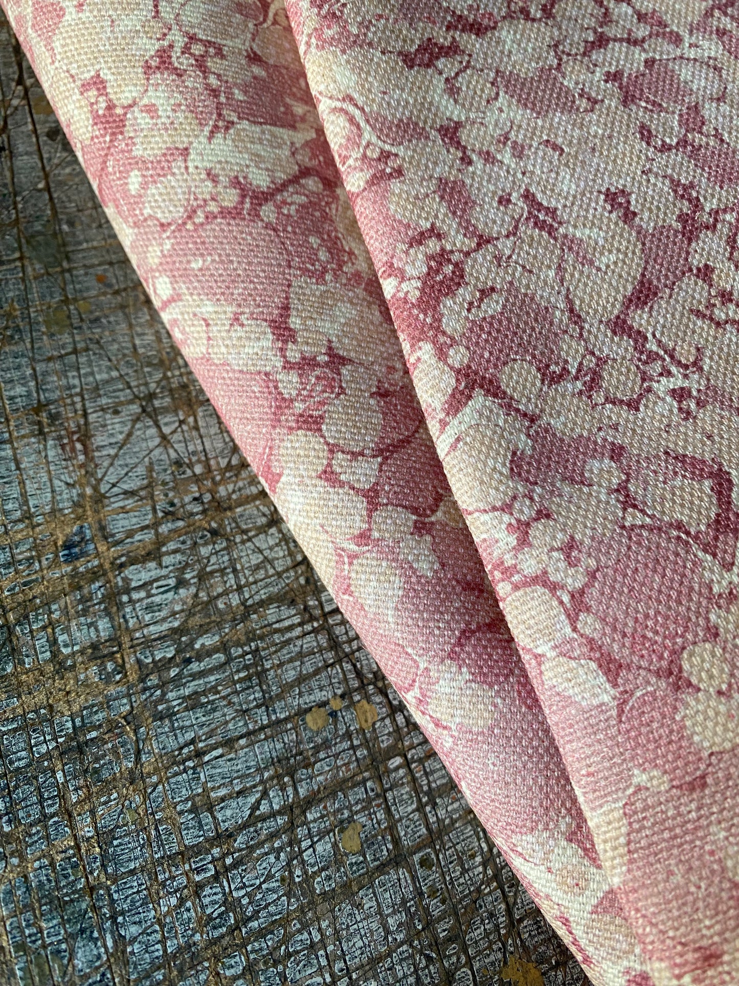 Marbled Fabric - 'Ditzy' Col: Eglantine - Linen / Cotton Union