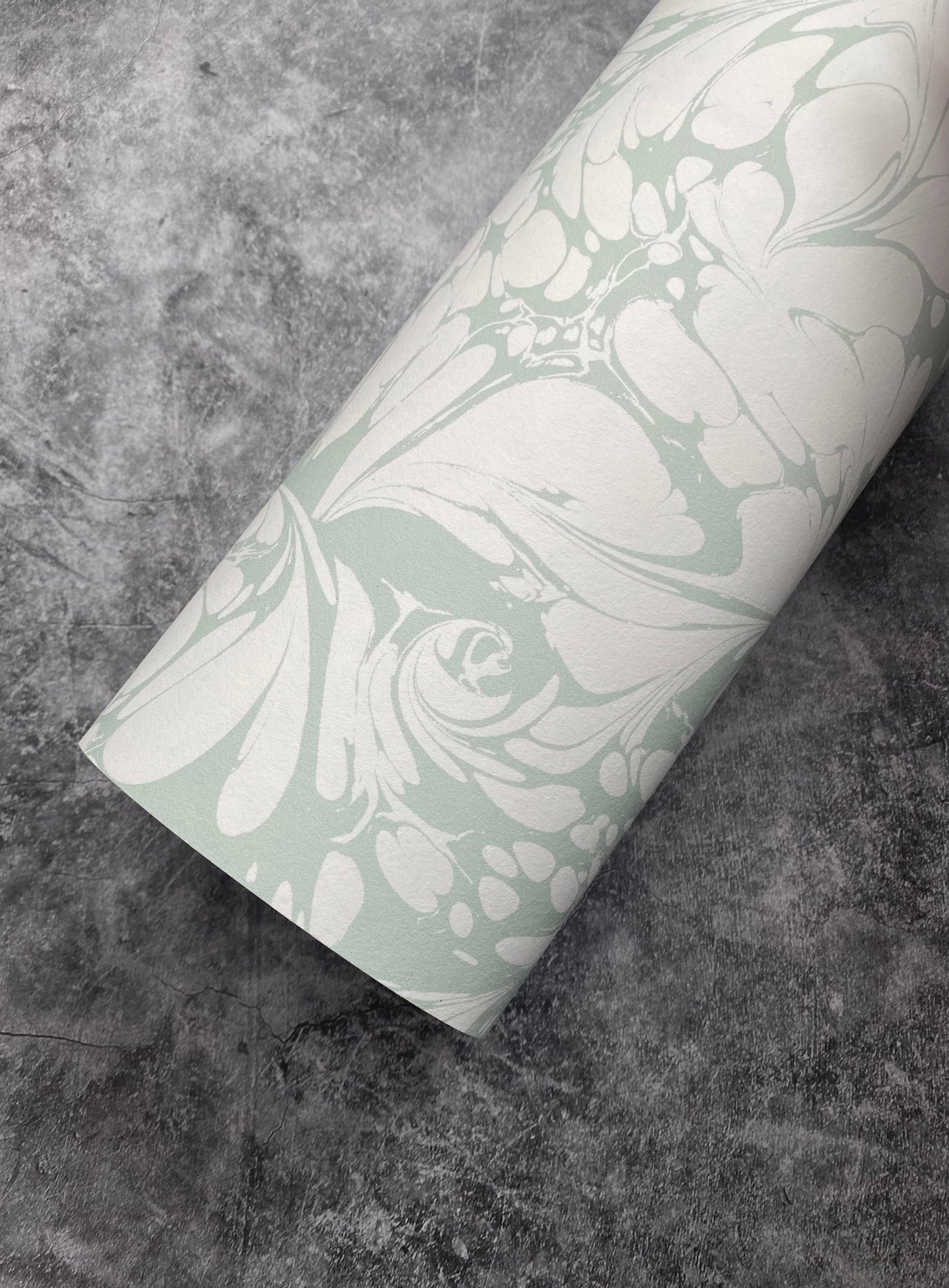 In Stock: Marbled Wallpaper - 'Flourish' Col: Willow - Eco Non-Woven