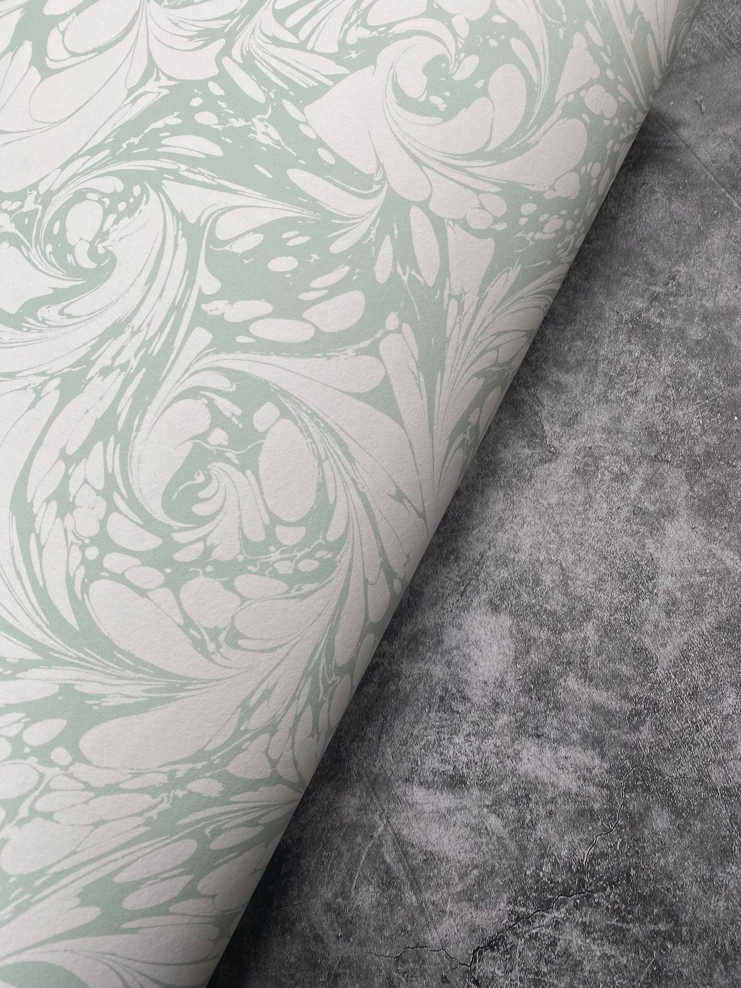 In Stock: Marbled Wallpaper - 'Flourish' Col: Willow - Eco Non-Woven