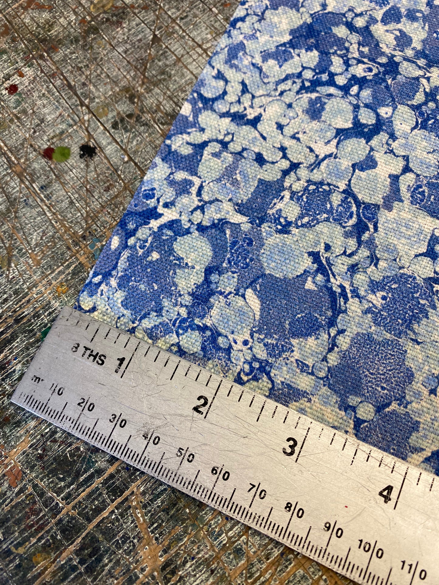 Marbled Fabric - 'Ditzy' Col: Blue Daze - Linen / Cotton Union