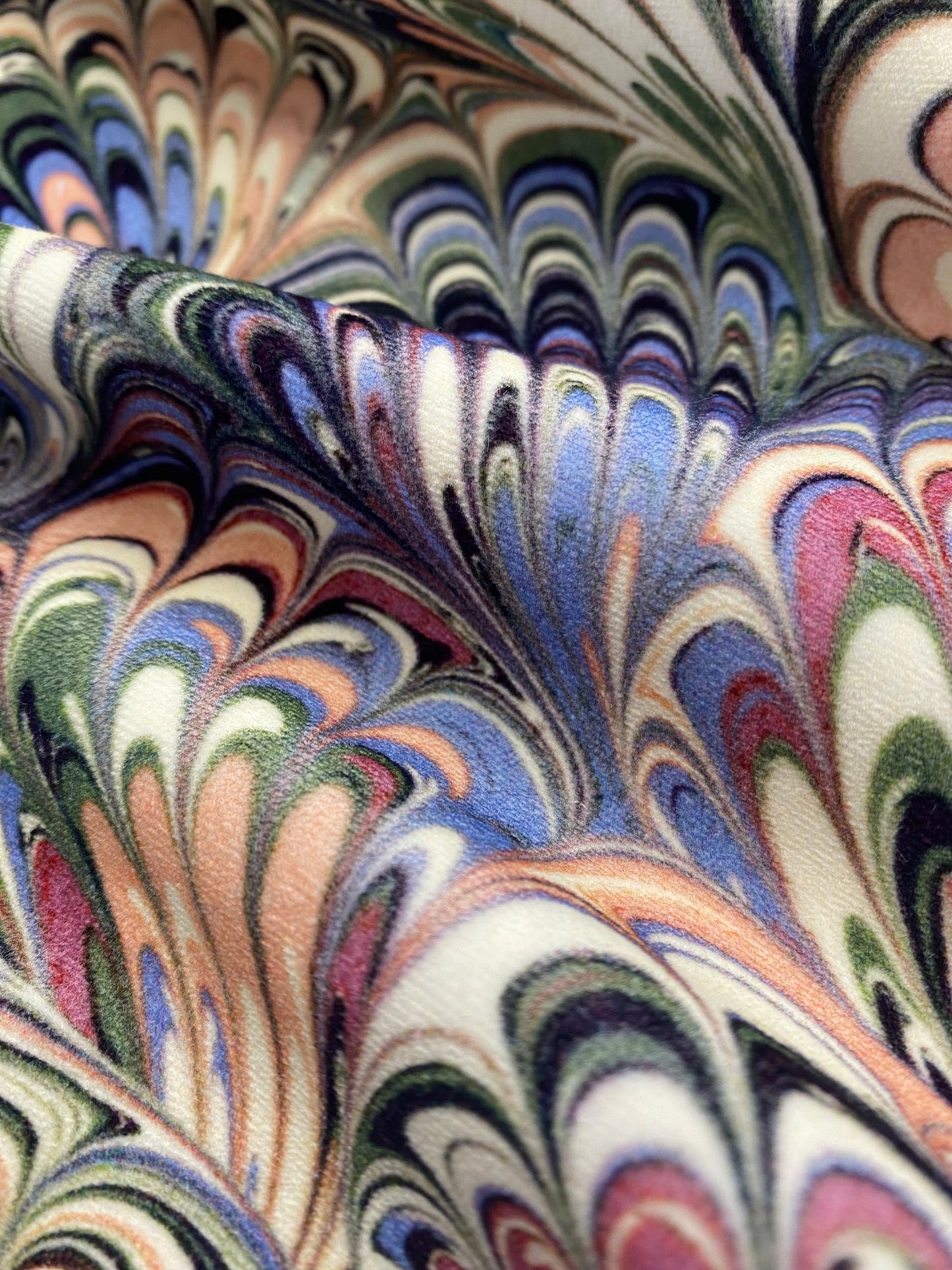 Marbled Fabric - 'Serpentine' Col: Summer - Cotton Velvet