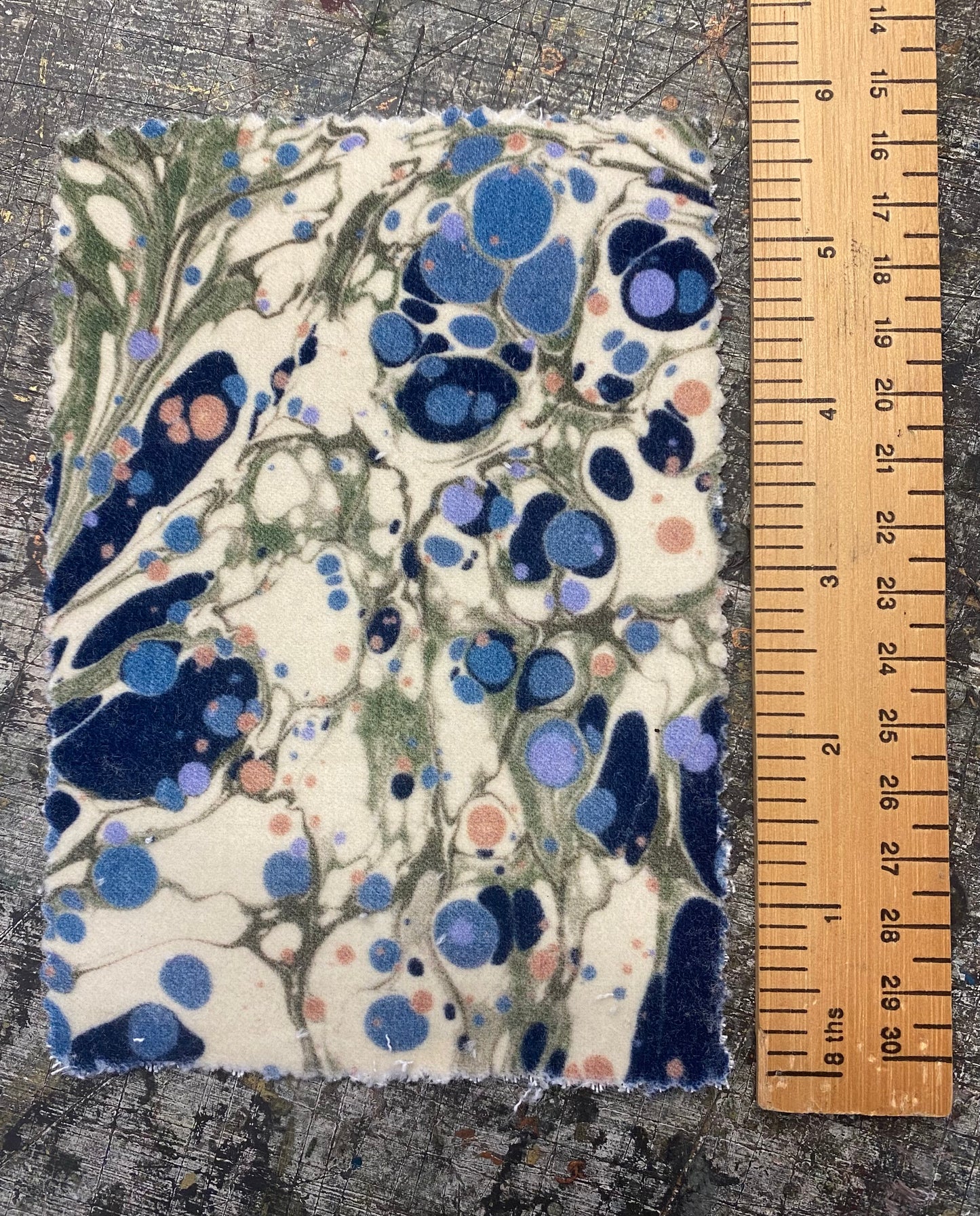 Marbled Fabric - 'Juniper' Col: Blue Anise - Cotton Velvet