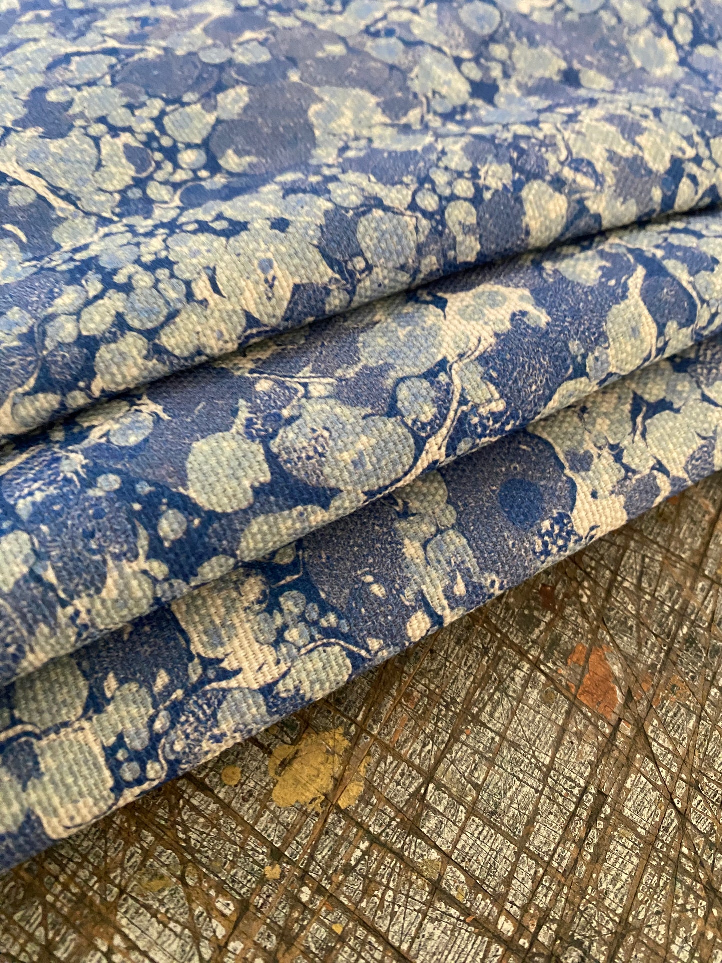 Marbled Fabric - 'Ditzy' Col: Blue Daze - Linen / Cotton Union