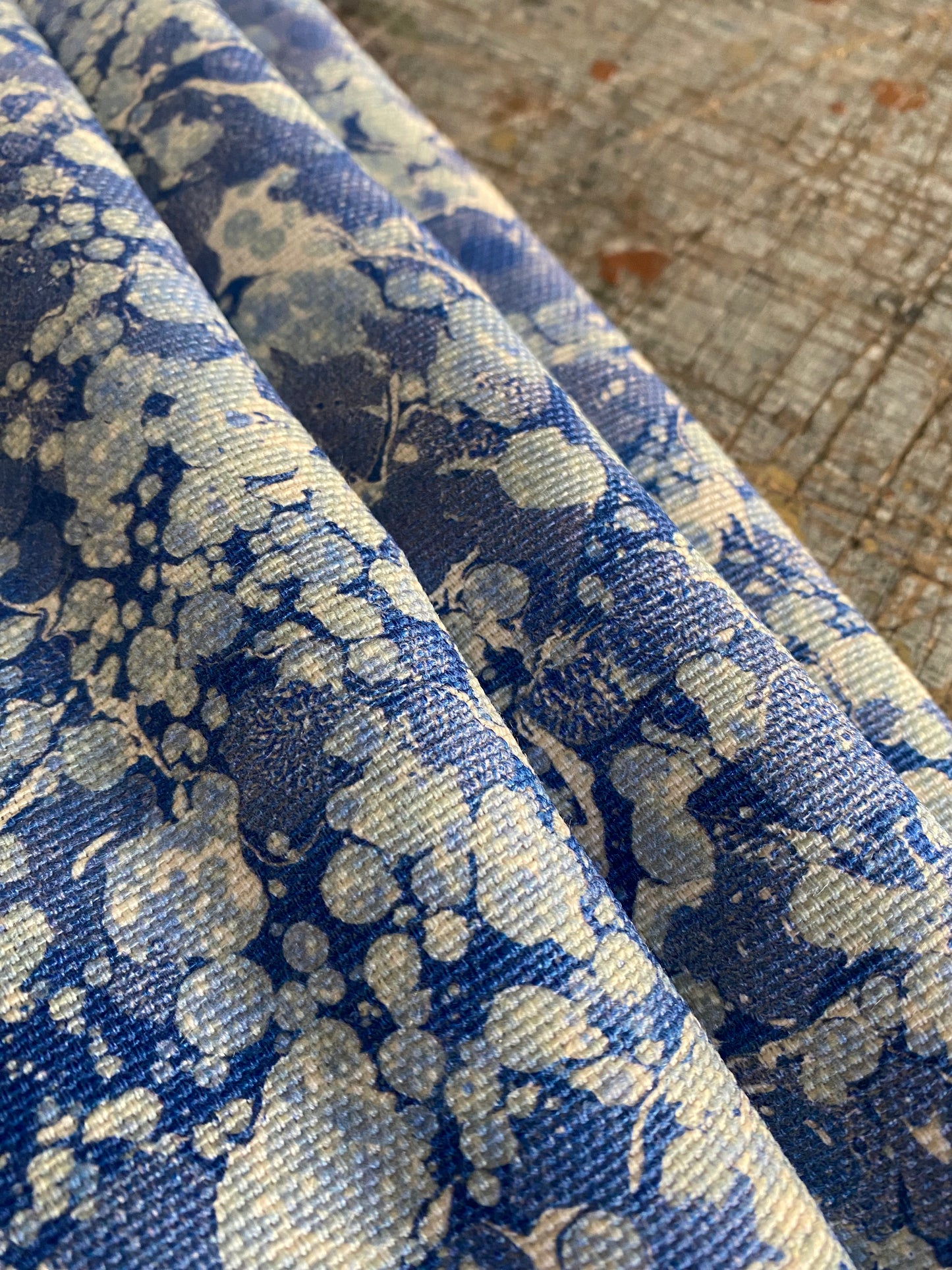 Marbled Fabric - 'Ditzy' Col: Blue Daze - Linen / Cotton Union