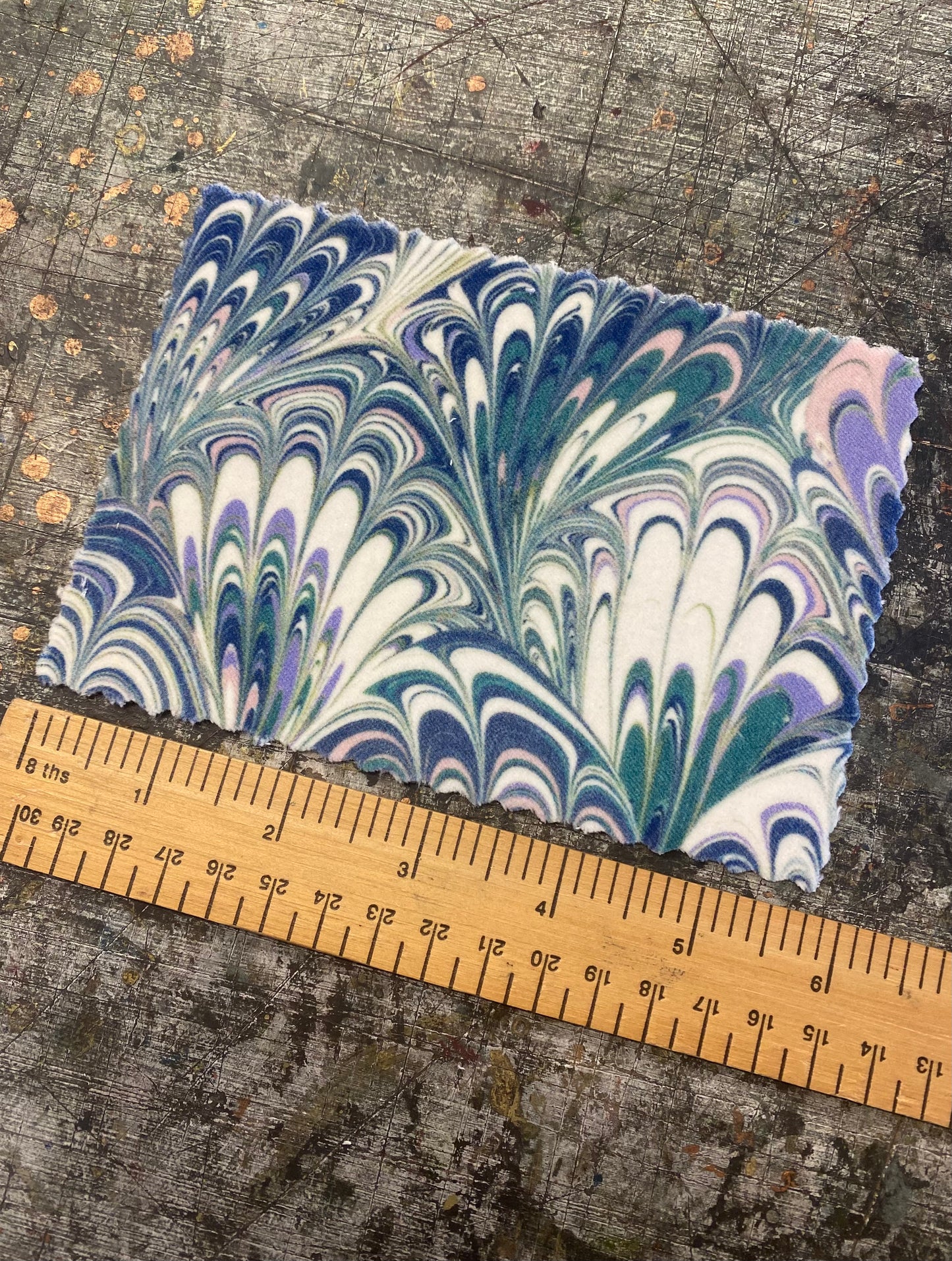 Marbled Fabric - 'Serpentine' Col: Spring - Cotton Velvet