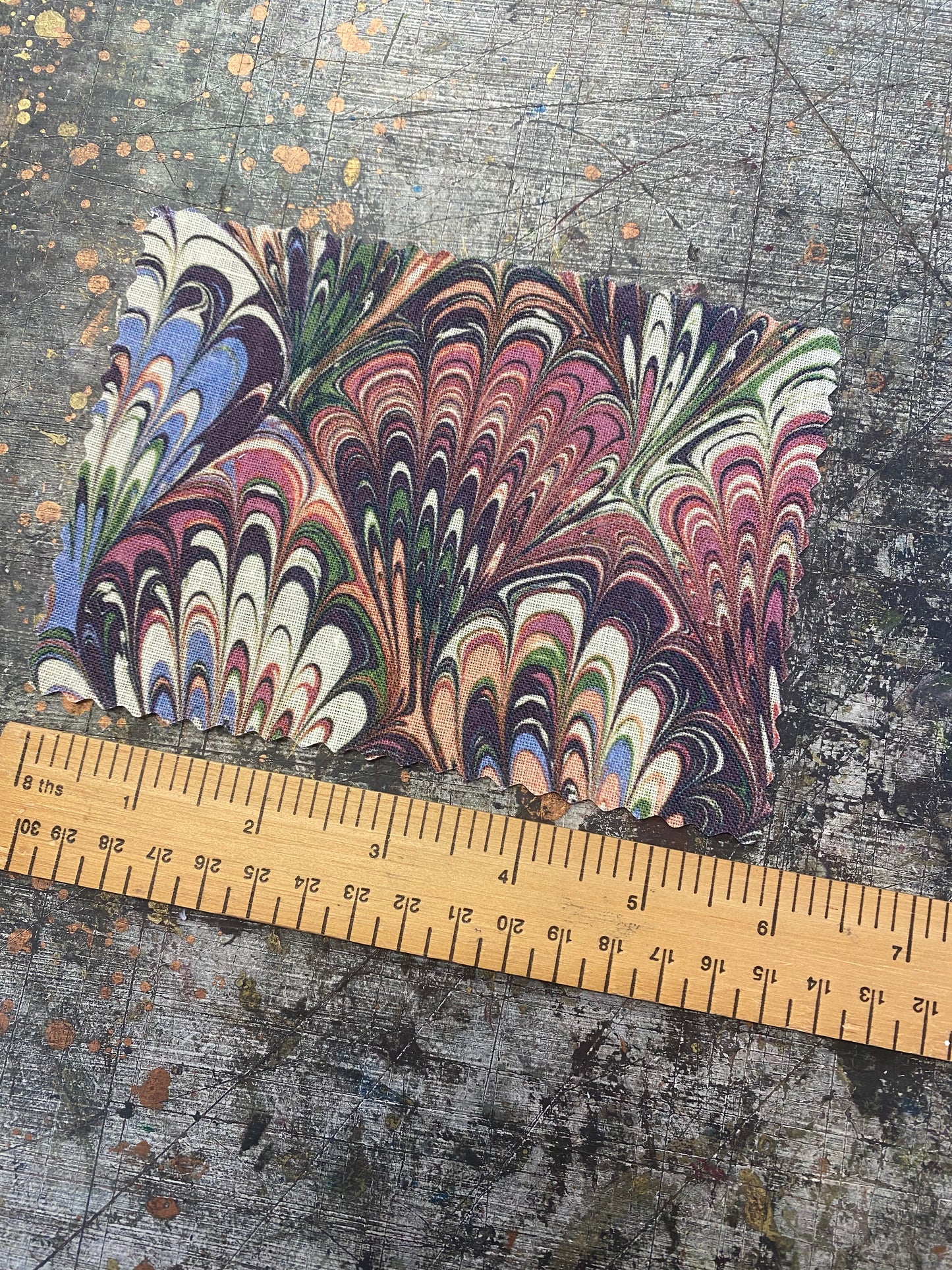 Marbled Fabric - 'Serpentine' Col: Summer - 100% Fine Linen