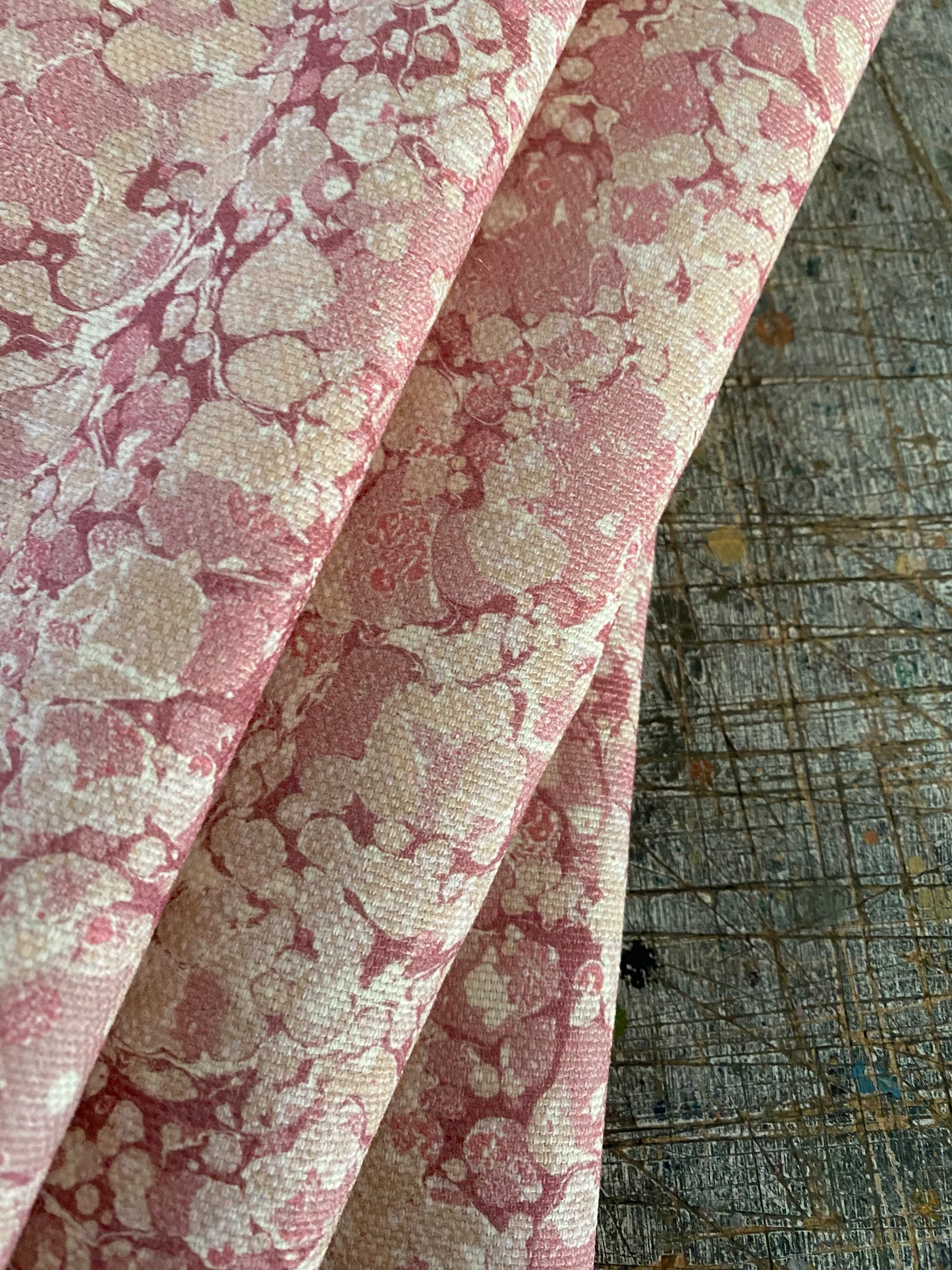 Marbled Fabric - 'Ditzy' Col: Eglantine - Linen / Cotton Union