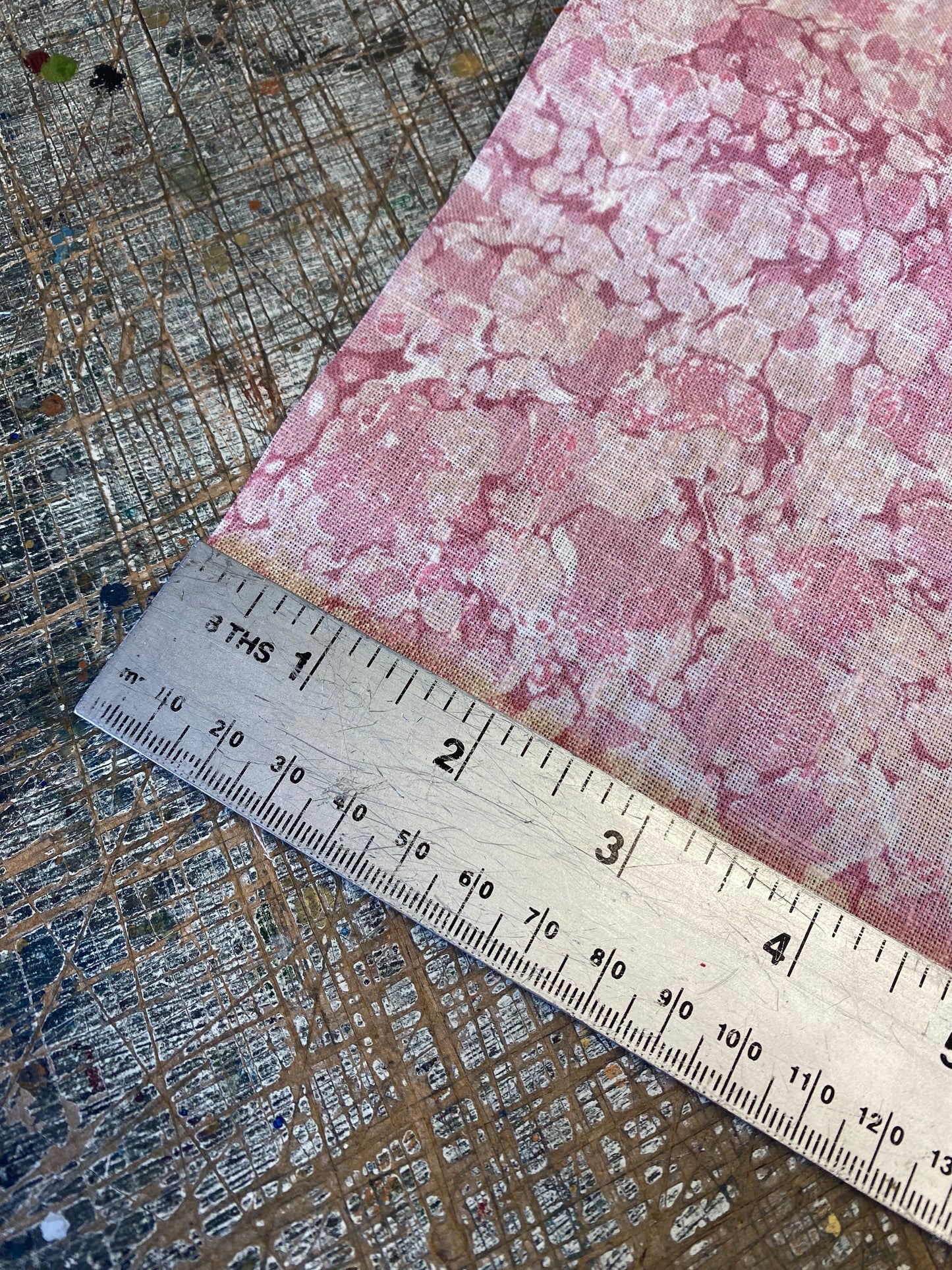 Marbled Fabric - 'Ditzy' Col: Eglantine - 100% Fine Linen
