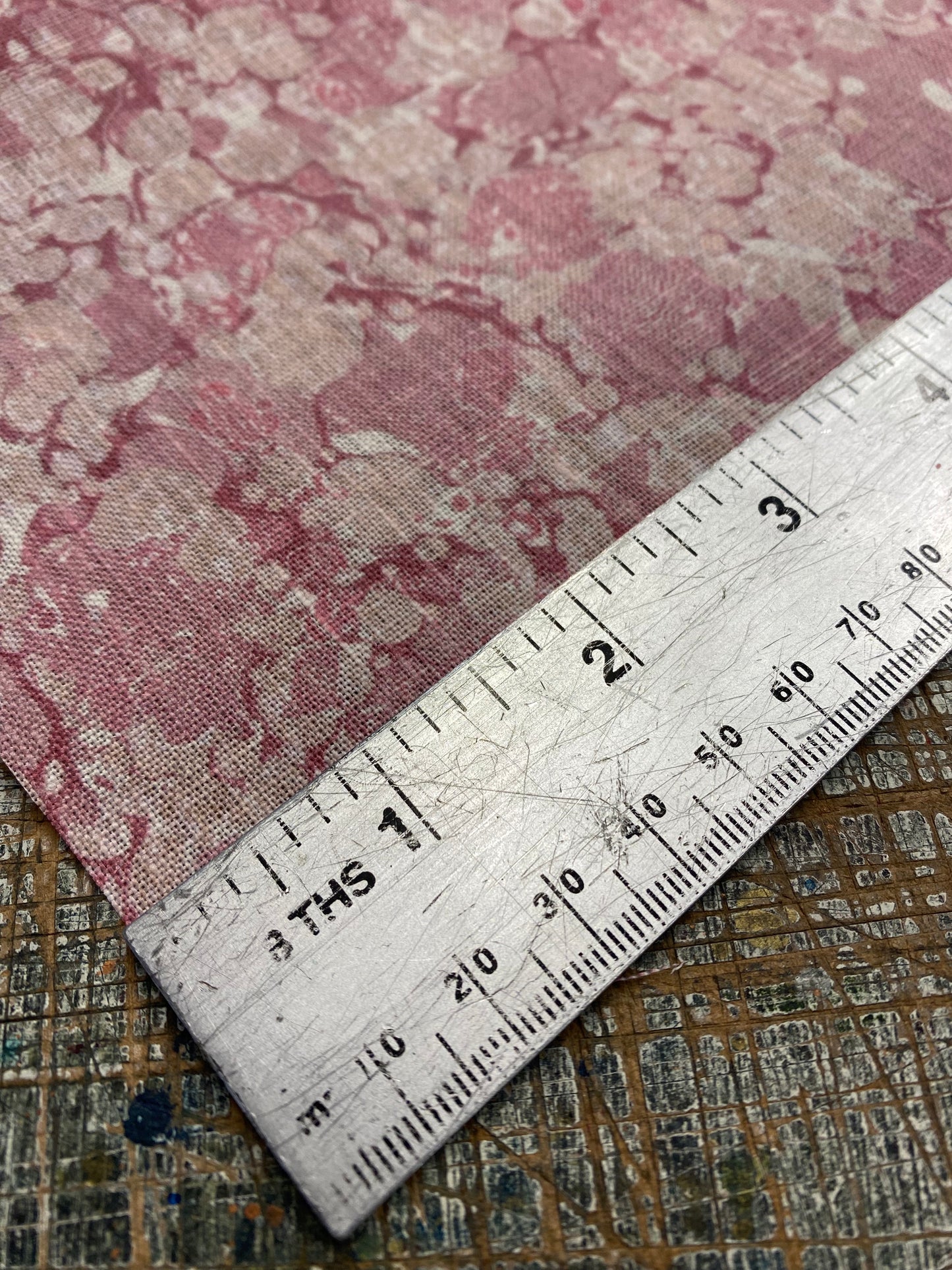 Marbled Fabric - 'Ditzy' Col: Eglantine - 100% Fine Linen