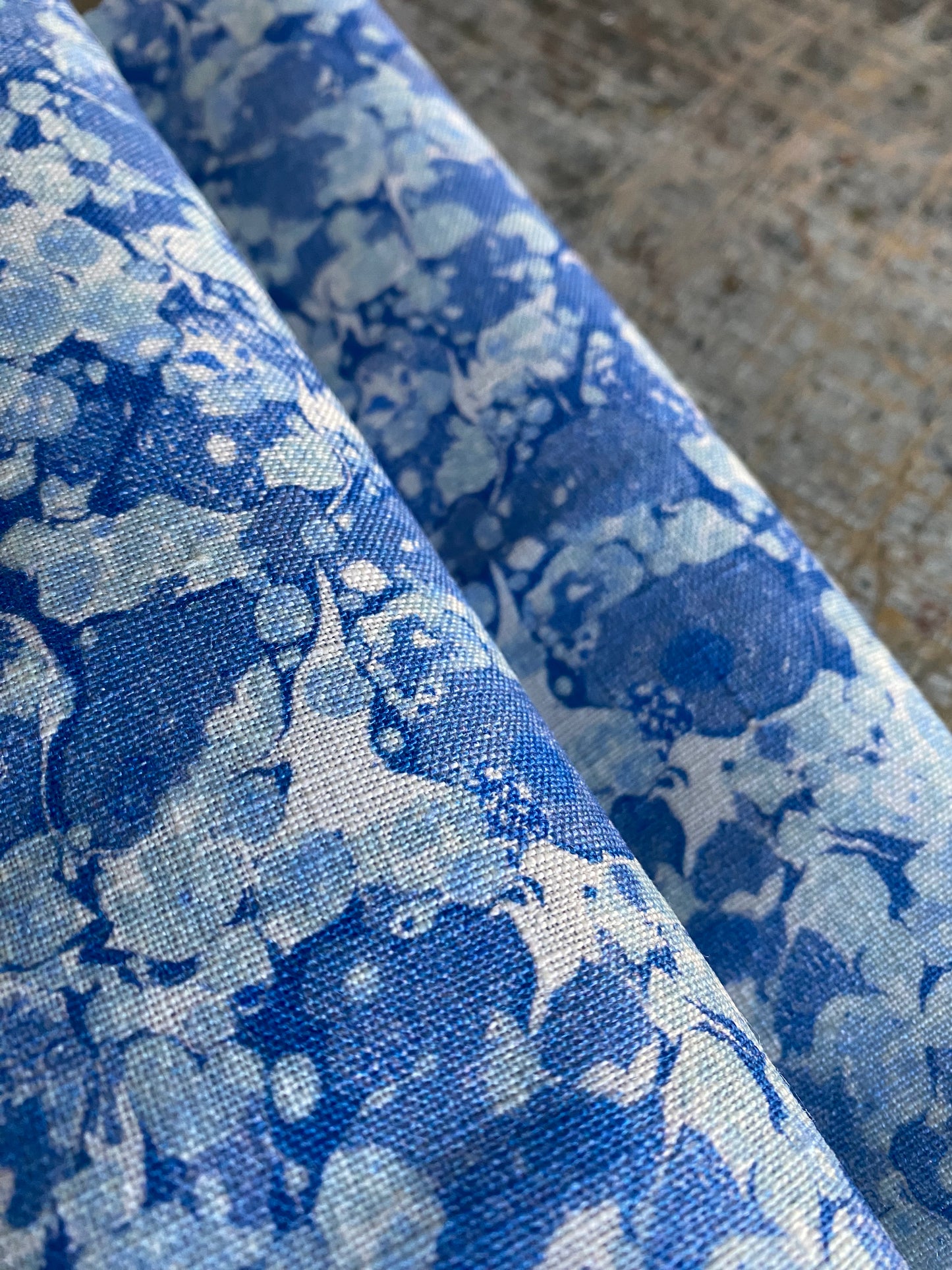 Marbled Fabric - 'Ditzy' Col: Blue Daze - 100% Fine Linen