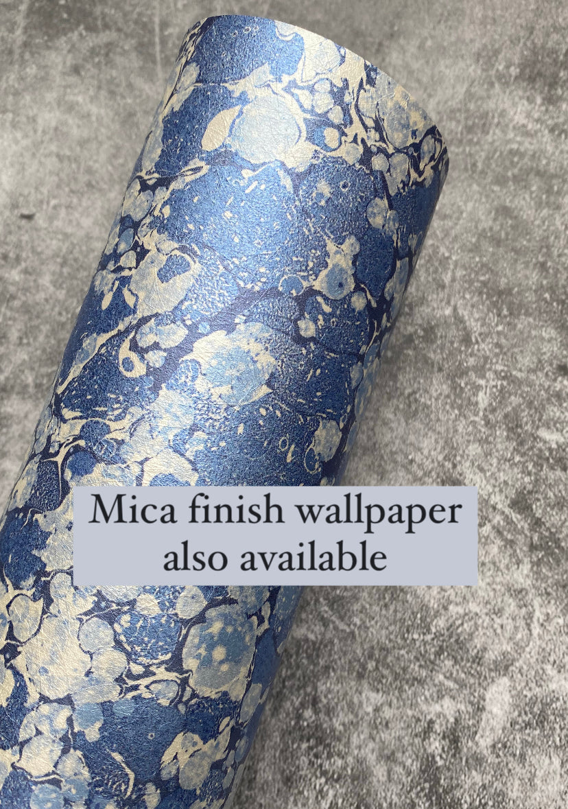 Marbled Fabric - 'Ditzy' Col: Blue Daze - 100% Fine Linen